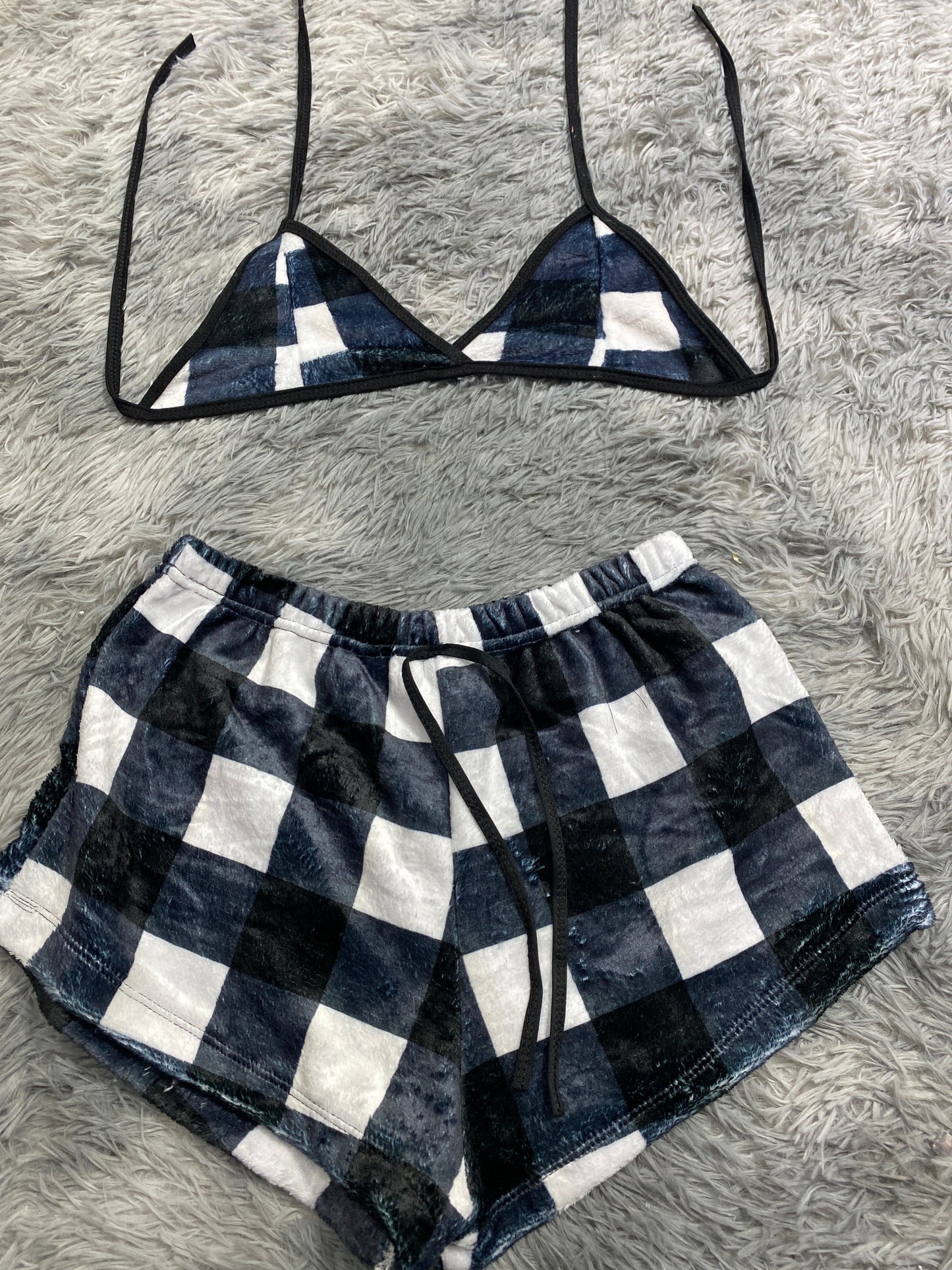 Plaid White And Black Matching Top & Short - Fundies
