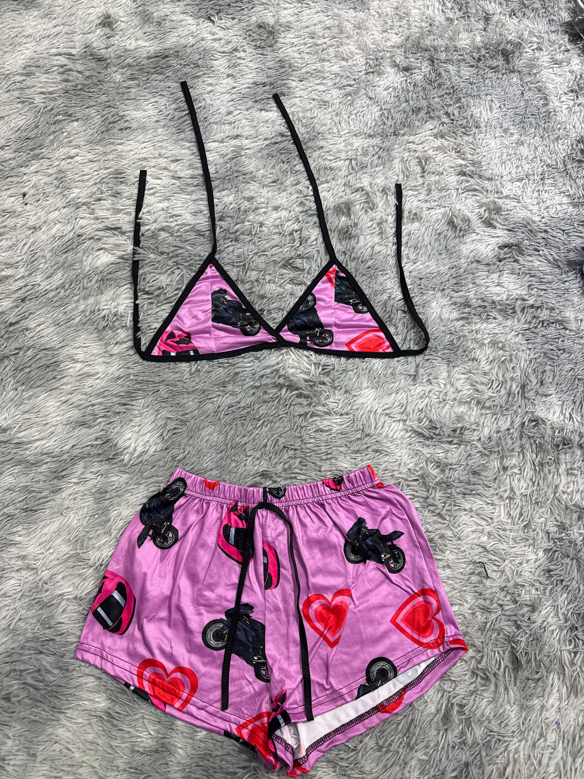 Motos Purple With Hearts Red Matching Top & Short