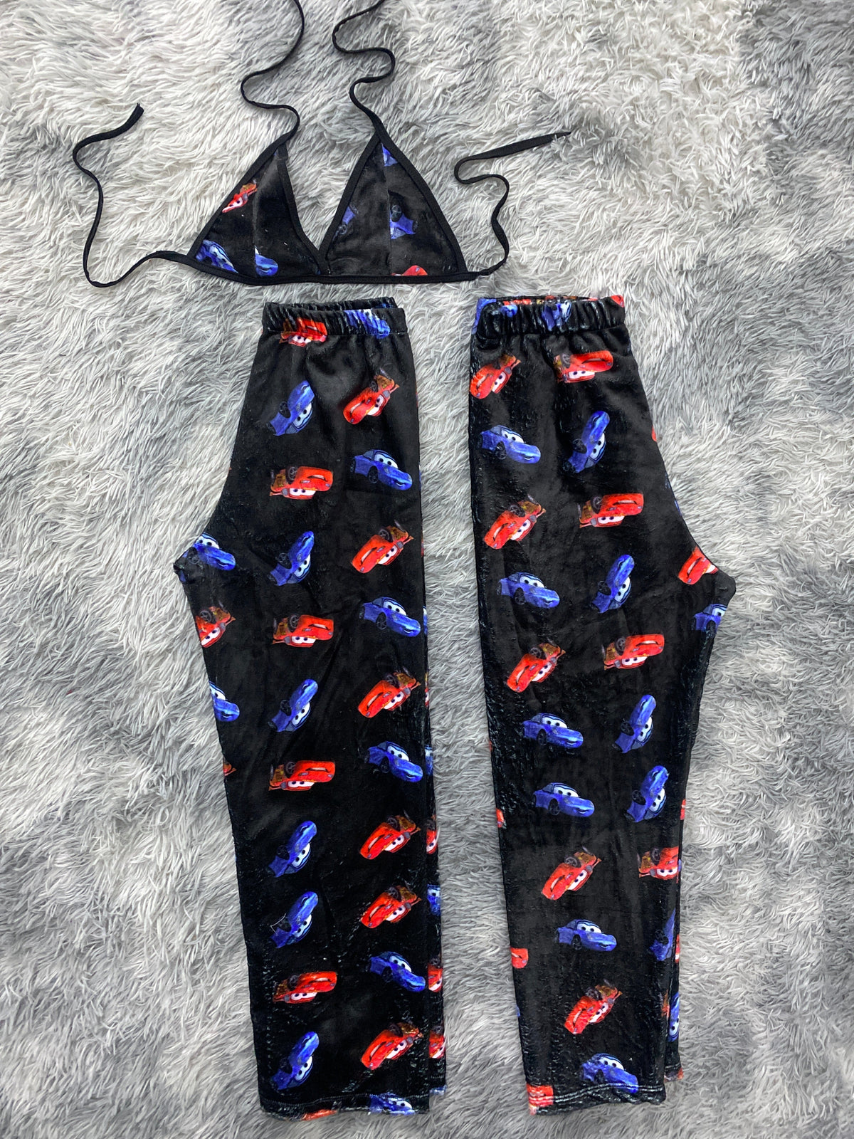 Cars Black Background Matching Plush PJs