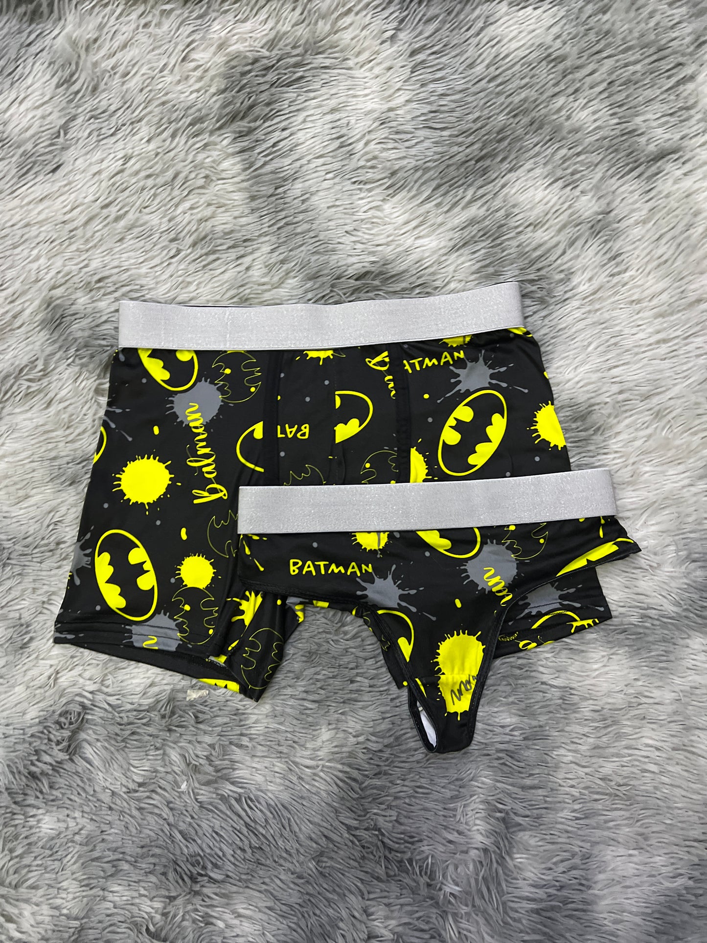 Batman with yellow and gray spots couples matching underwear