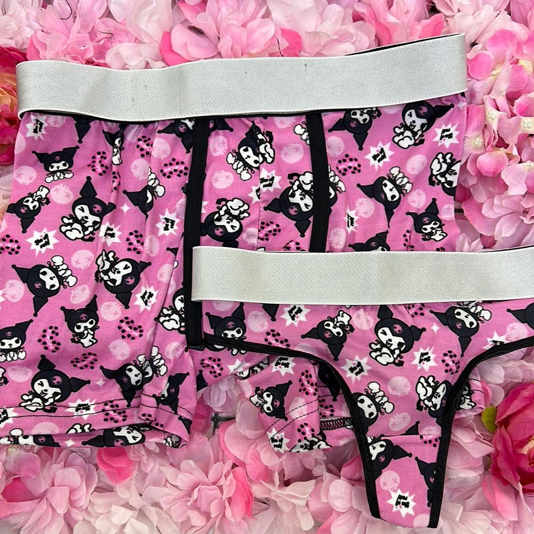 Kuromi Heart Black Duo With Thong - Fundies