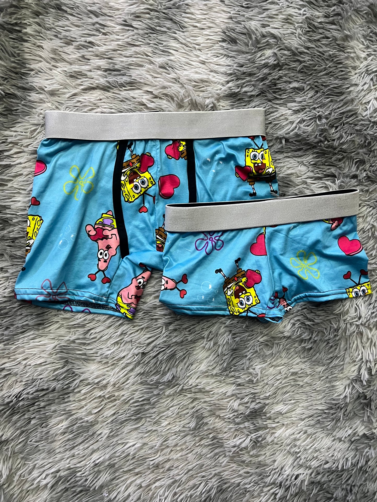 SpongeBob blue Boxer Matching Set For Couples Valentines ๐