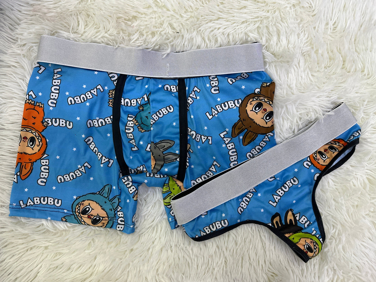 Labubu Blue Matching Boxer & Thong