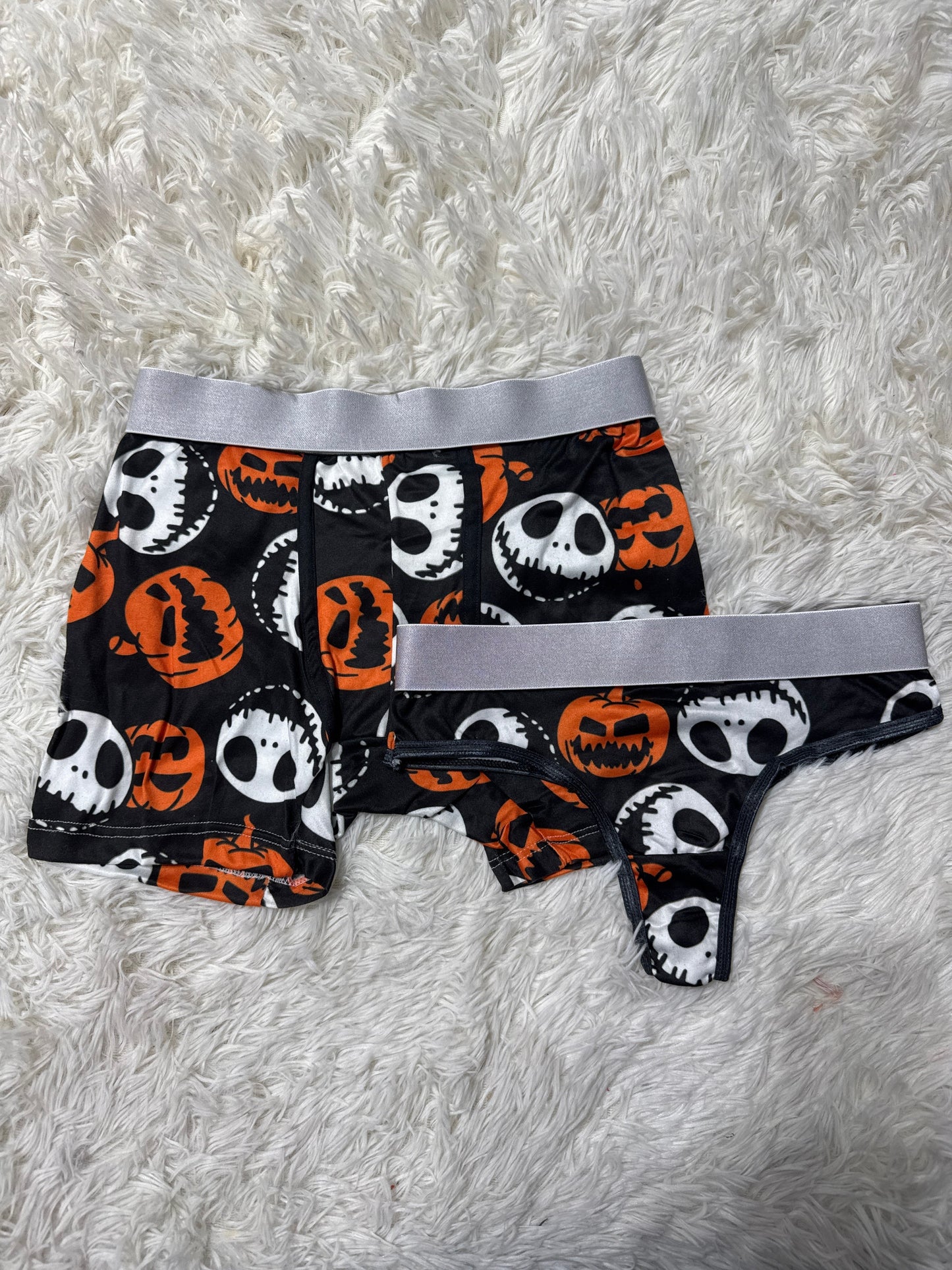 Jack And Pumpkin Halloween Duo Boxer With Thong - Fundies