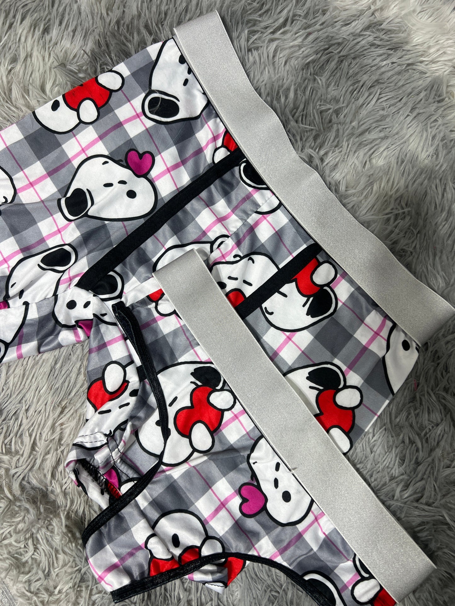 Snoopy Heart Background Of Plaid Duo - Fundies