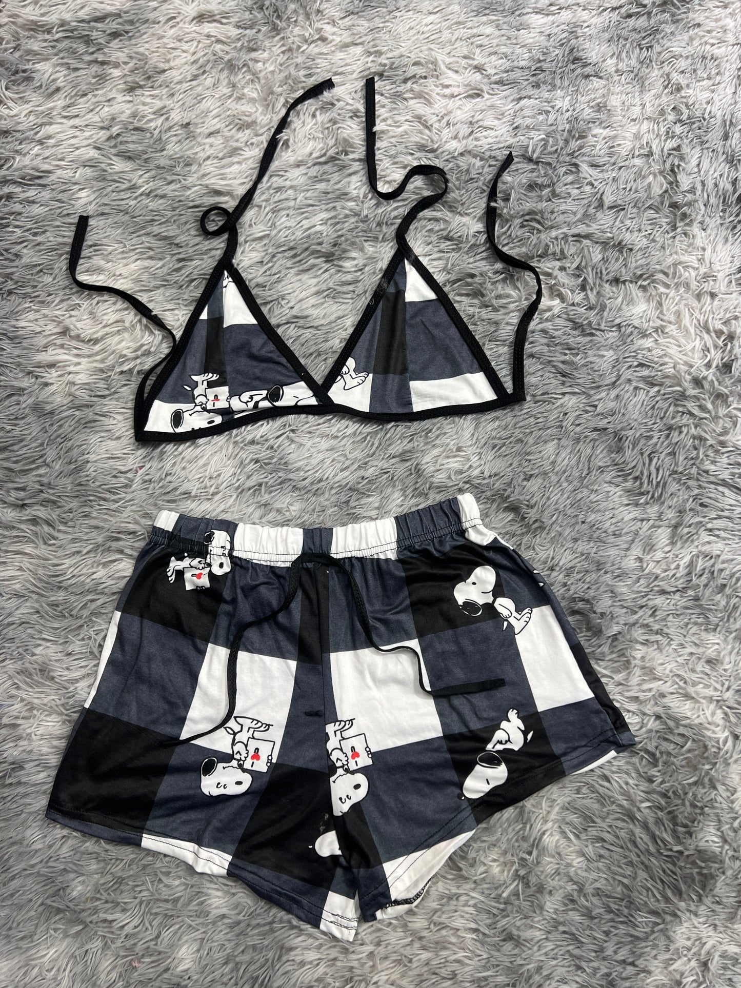 Snoopy Plaid White Matching Top & Short - Fundies