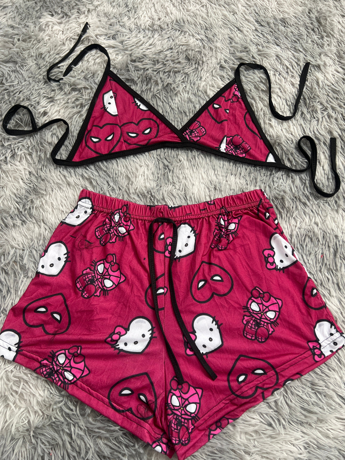 Spider Kitty Wine Matching Top & Short