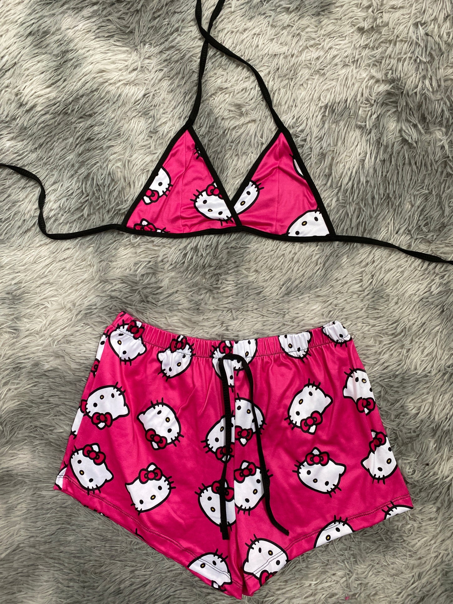 Hello Kitty Faces on Pink Top & Shorts Set