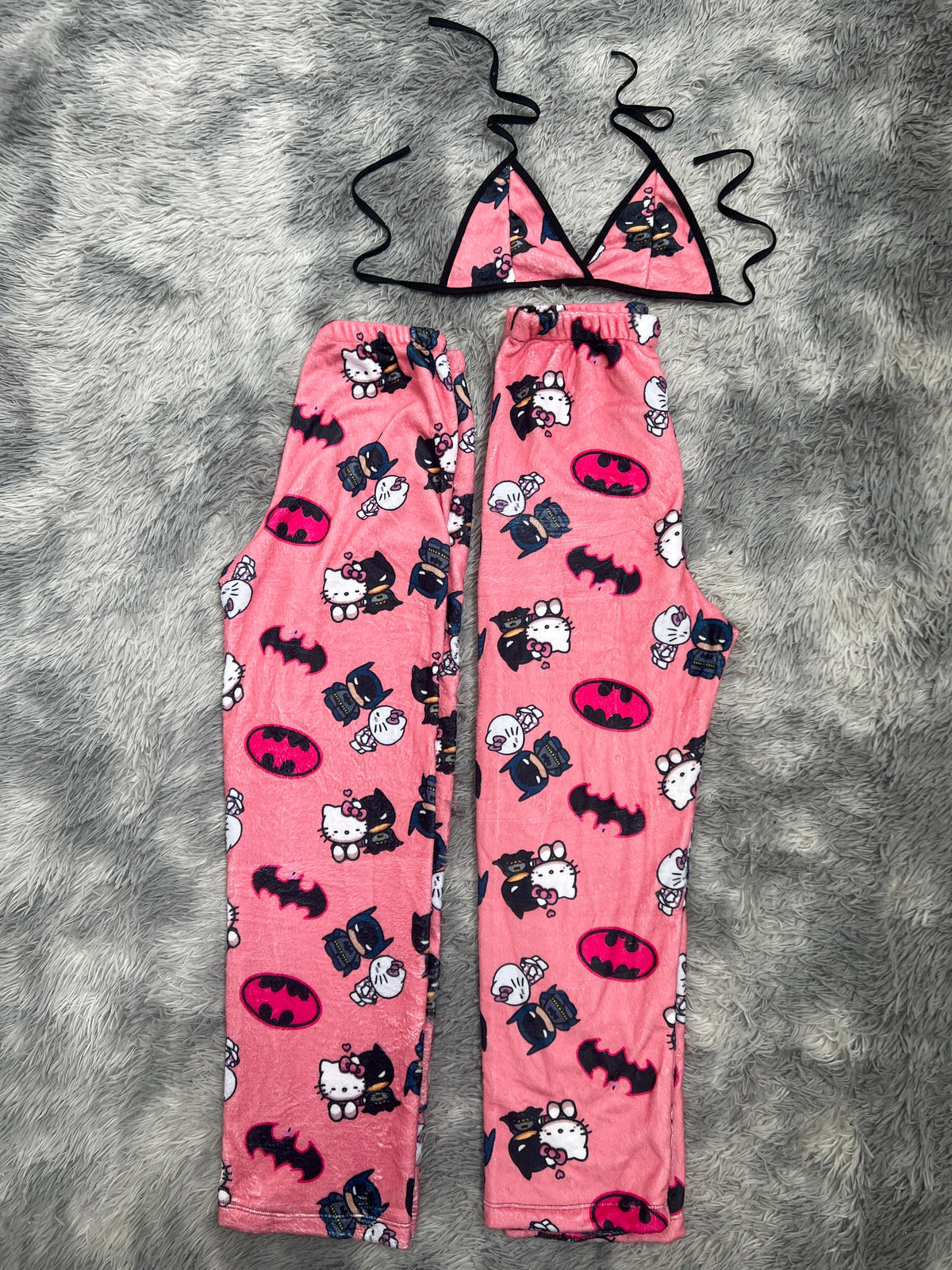 Kitty Bat Man Color Salmon Matching Plushie PJs