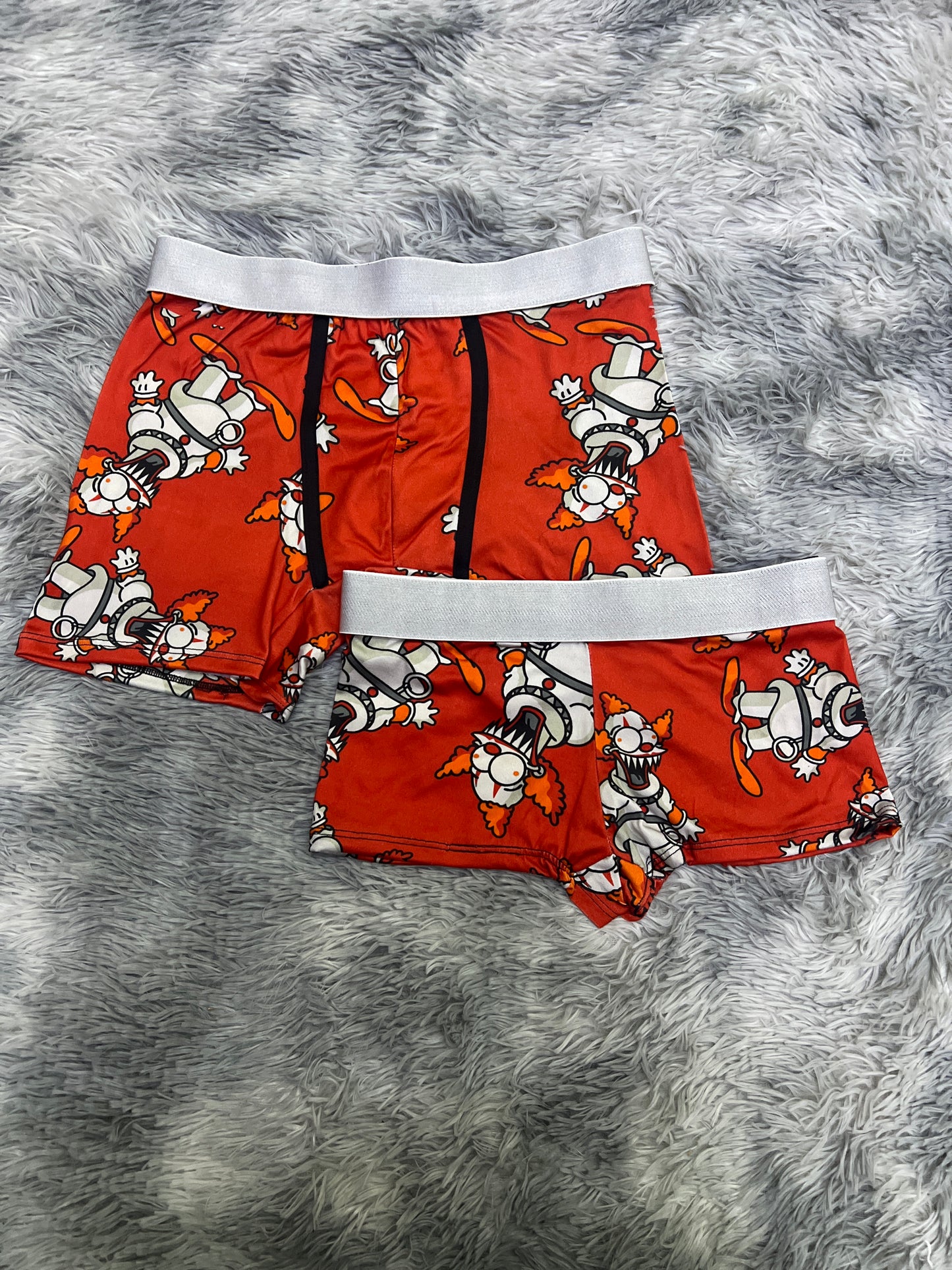 Clown Homer red background Halloween matching couples boxer underwear Halloween