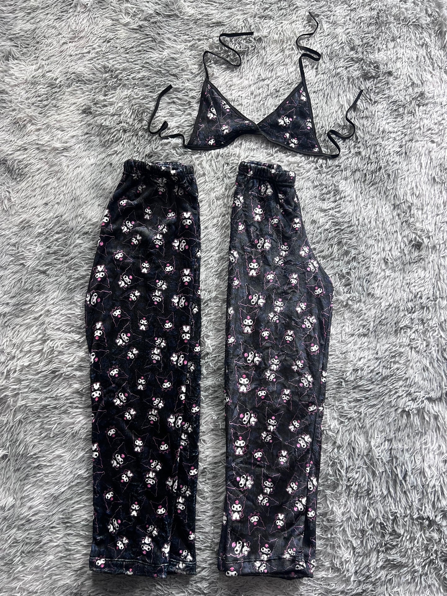 Kuromi Background Black Matching Plushie PJs - Fundies