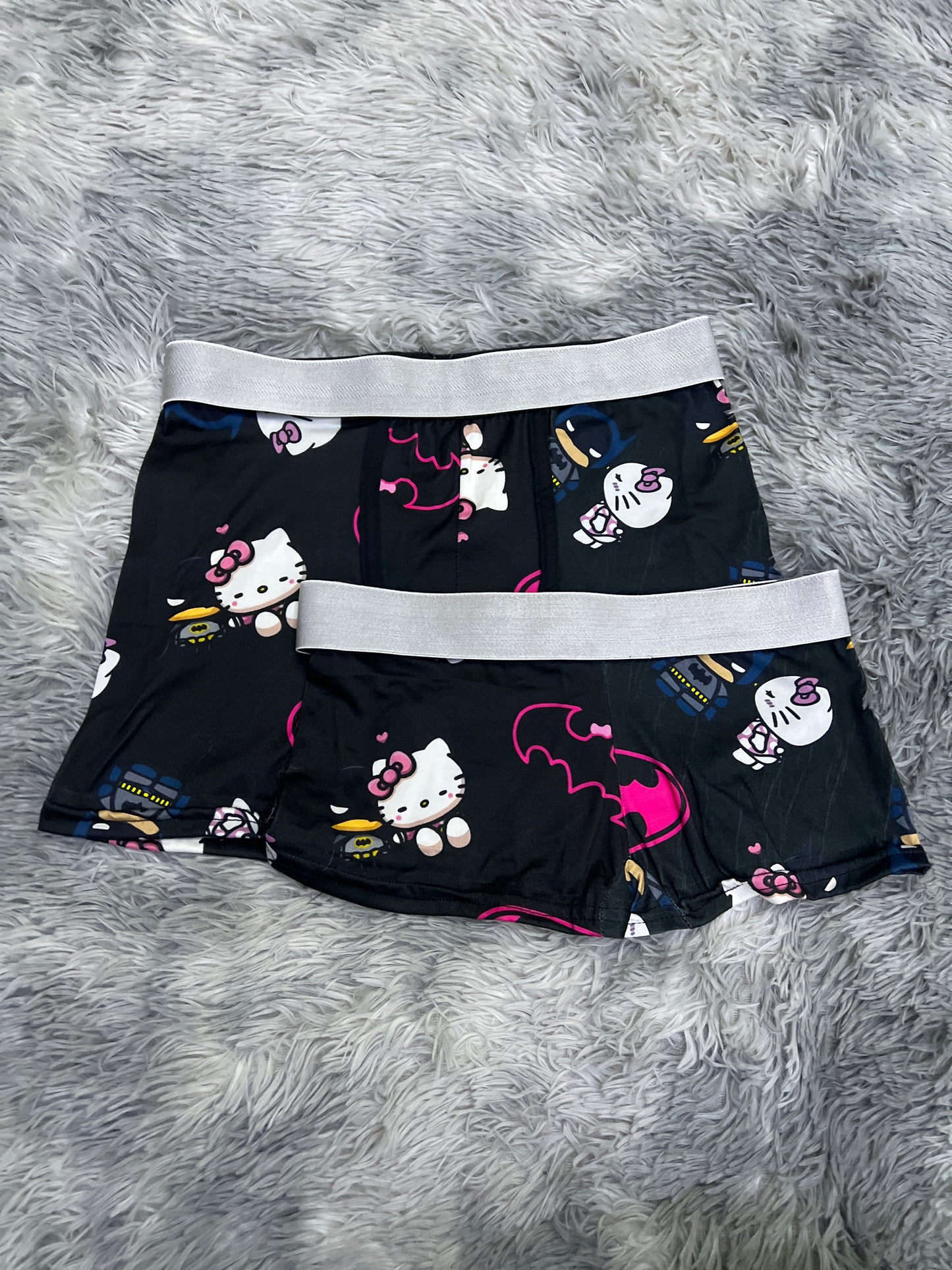 Kitty and Batman black background matching couples boxer underwear