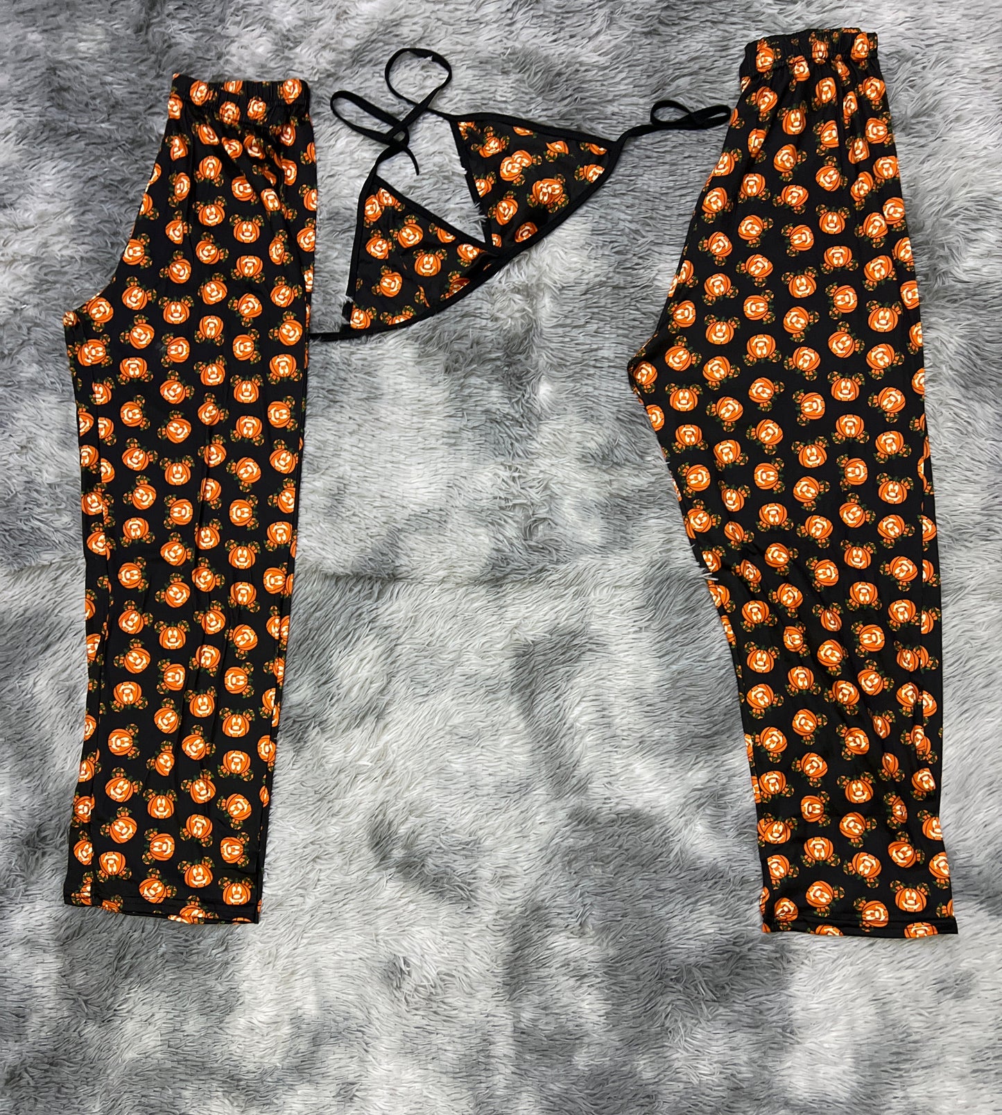 Mickey mouse pumpkin black background Halloween Plush pajama duo