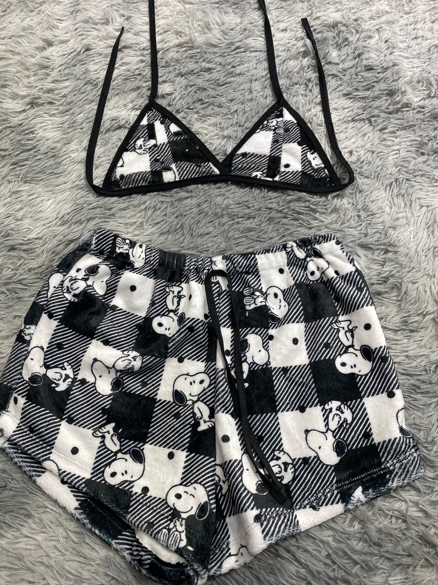 Snoopy Plaid White Matching Top & Short - Fundies