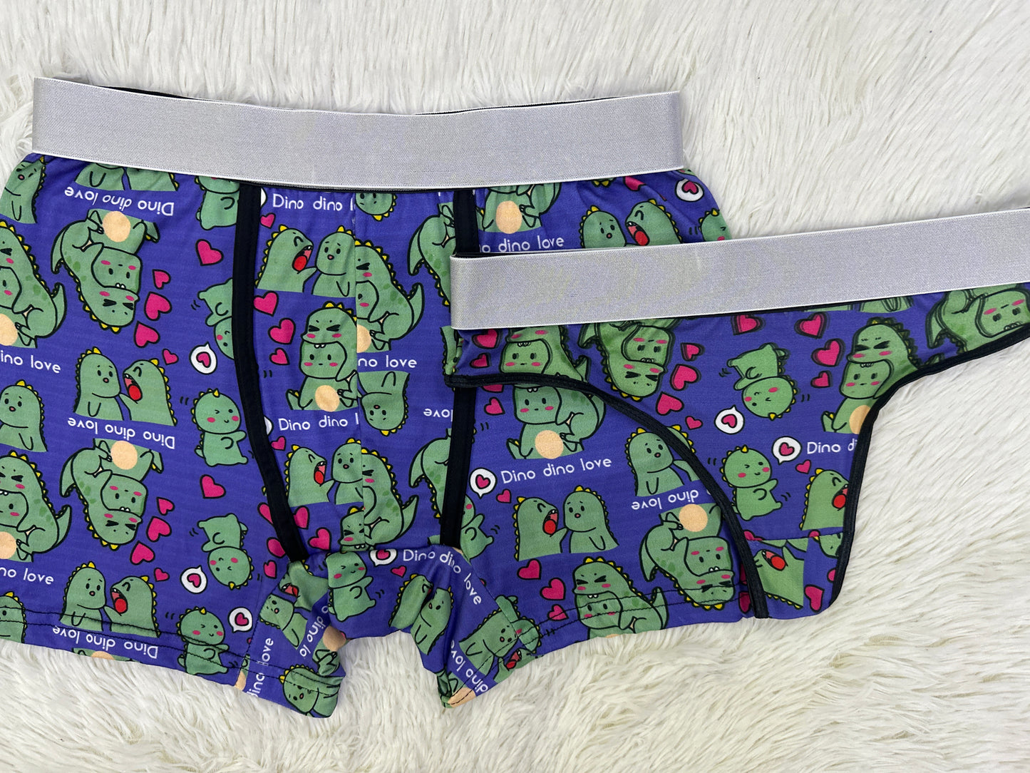 Dino love matching couples underwear XL