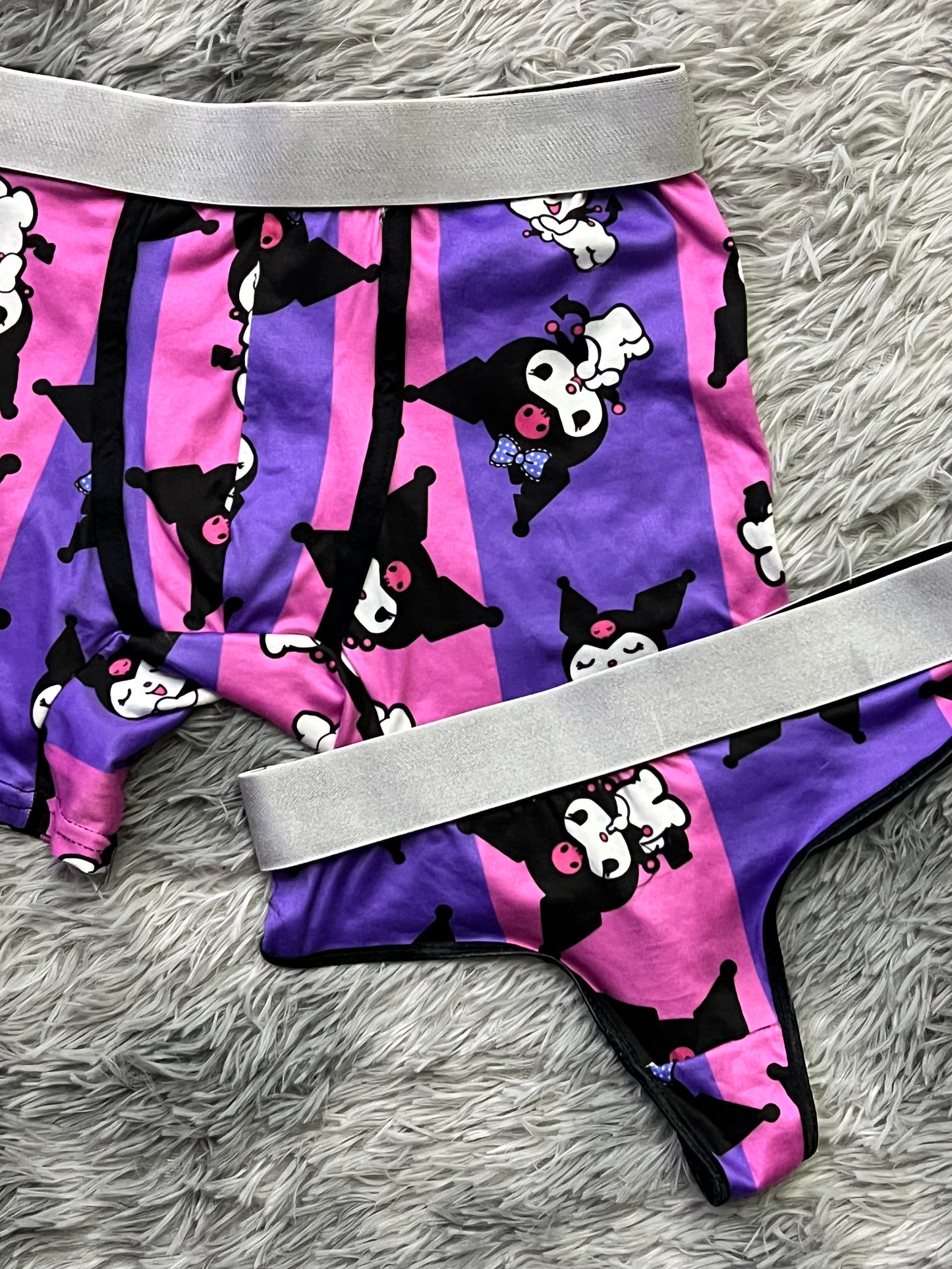 Kuromi purple/pink stripes matching underwear