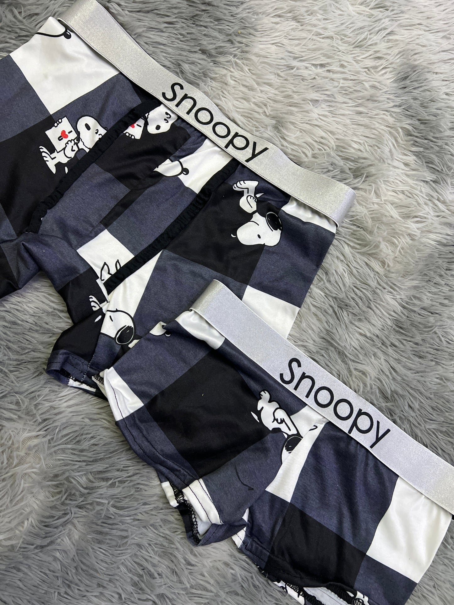 Snoopy plaid Print matching boxers Set Couples