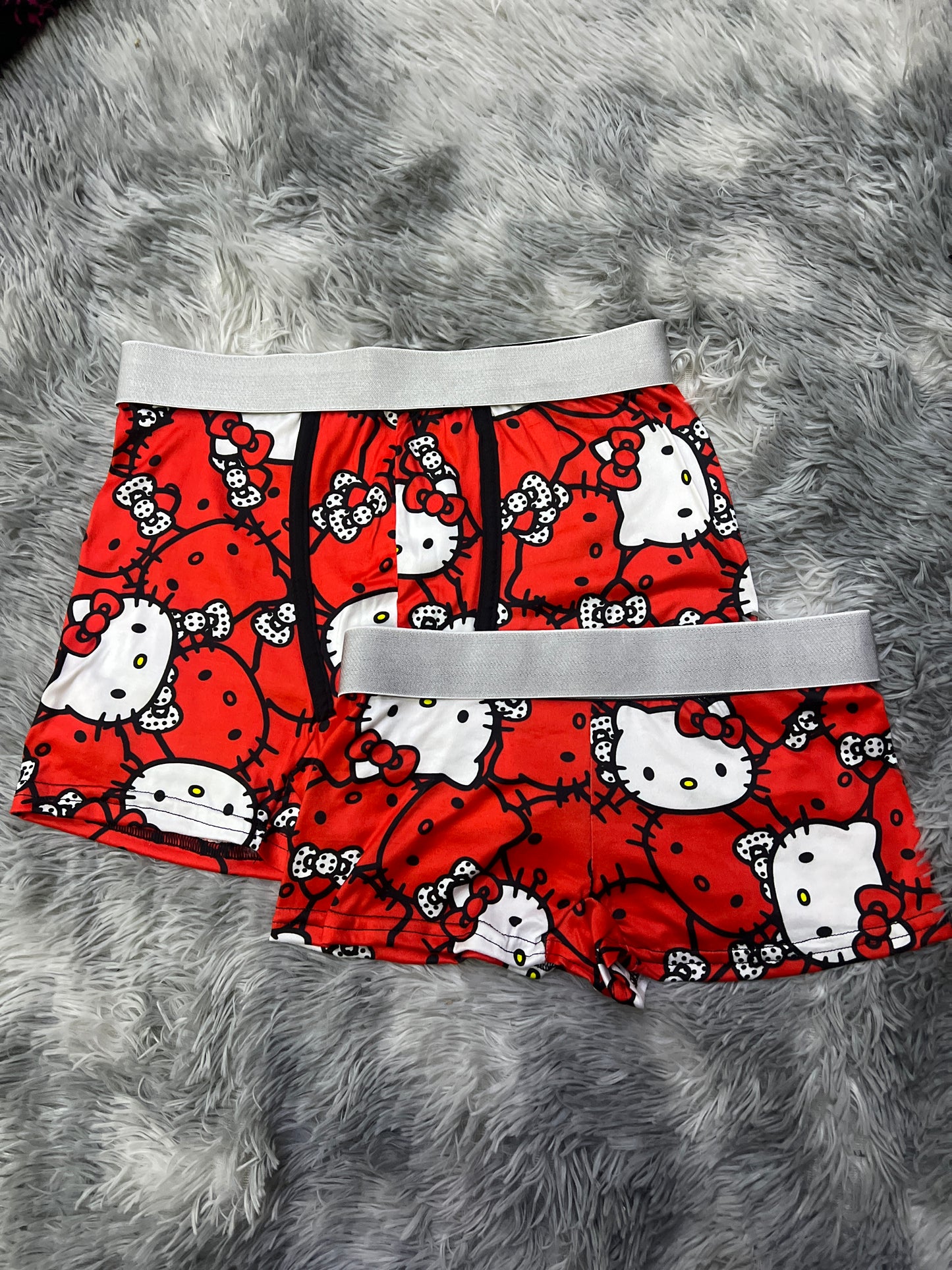 Hello kitty red white matching couples boxer underwear