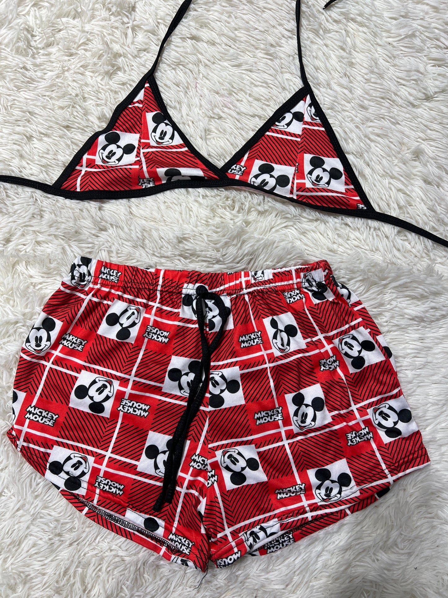 Mickey Mouse Red Brush Matching Top & Short - Fundies