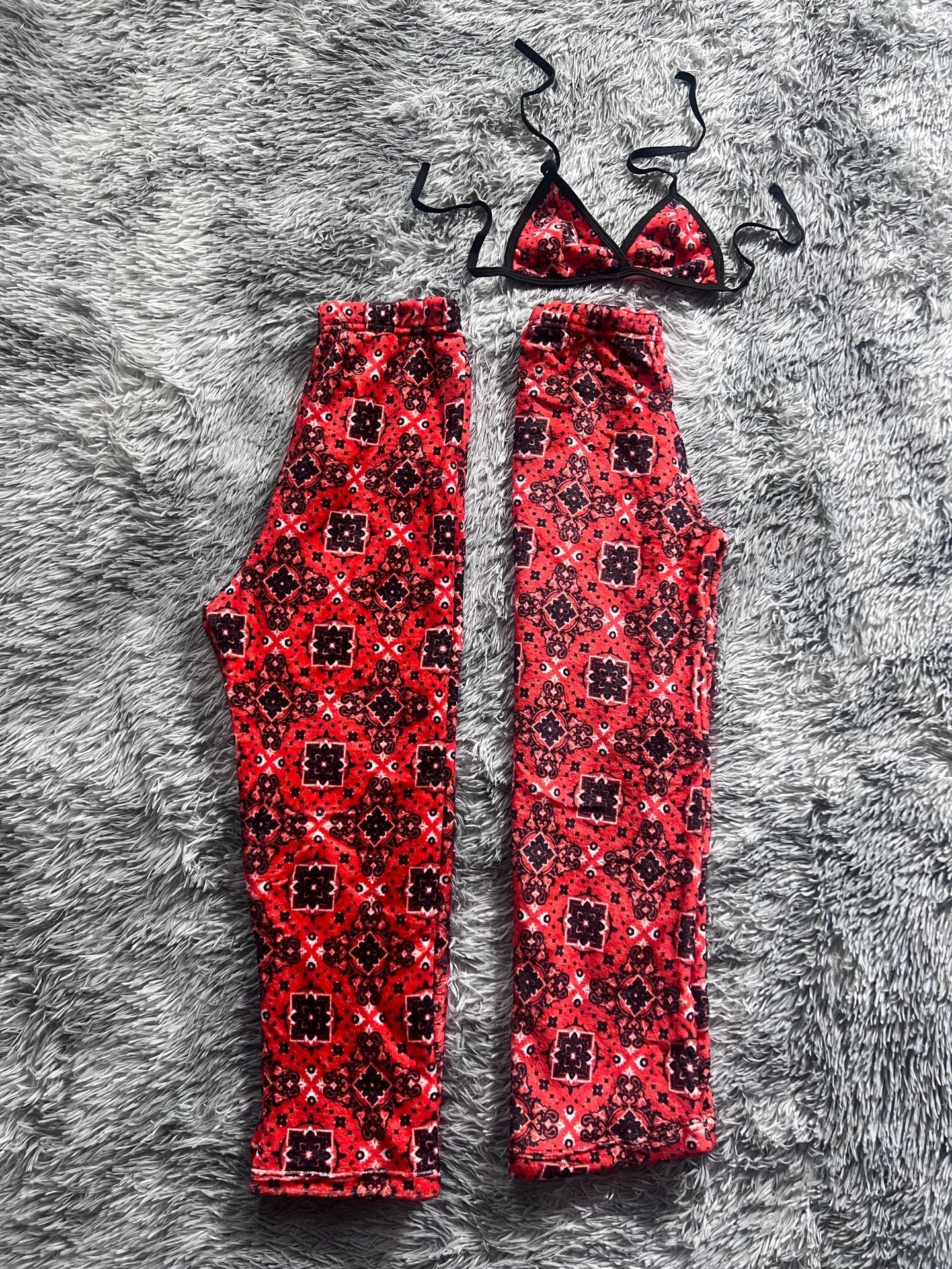 Bandana Red With Black Matching Plushie PJs - Fundies