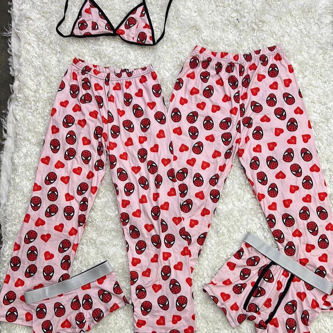 Spiderman pink background hearts 5 pcs pajama duo - Fundies