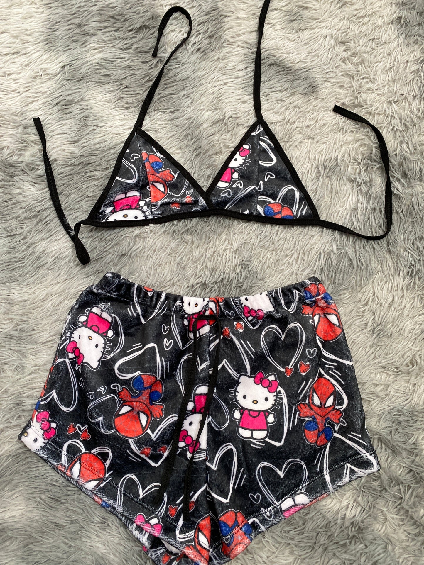 Spider Kitty Plush Top & Shorts Set