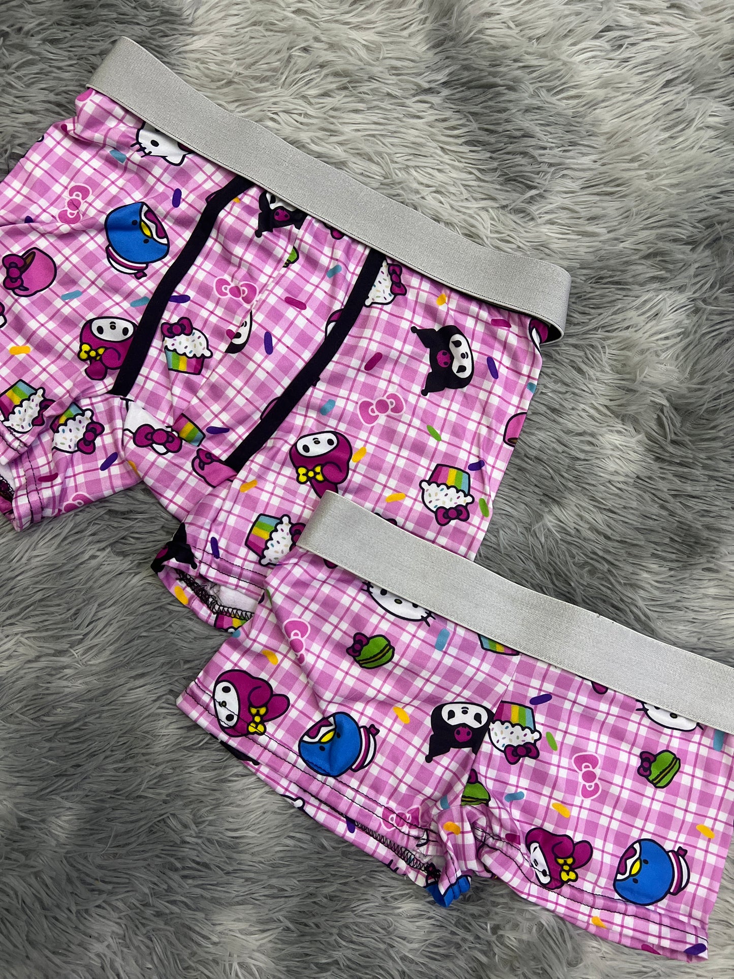 Hello Kitty Plaid Boxer Matching Set For Couples Fun ๐๐