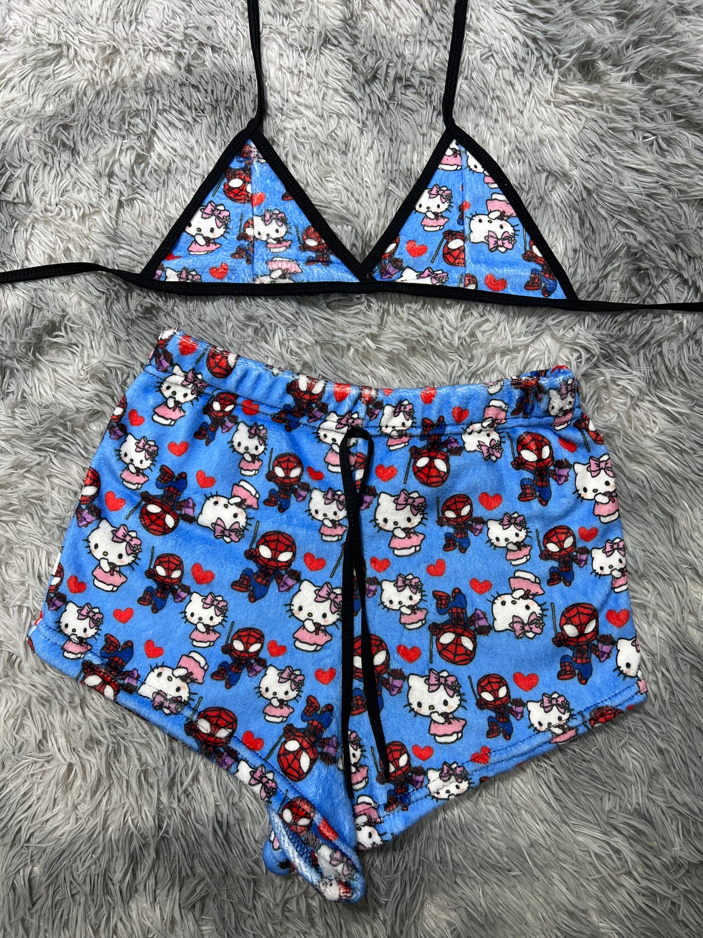 Shorts Pajama Set spider kitty blue