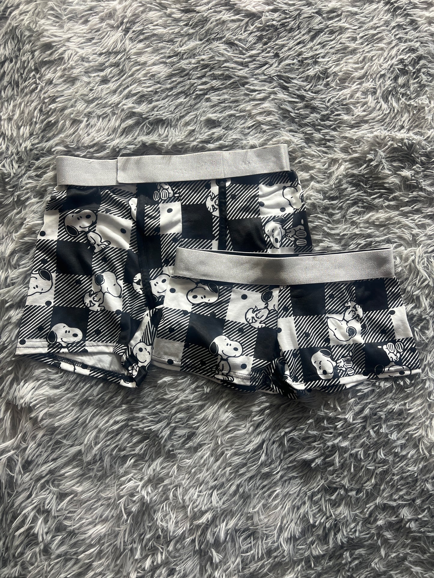 Snoopy white and black squares and dots matching boxers Set Couples