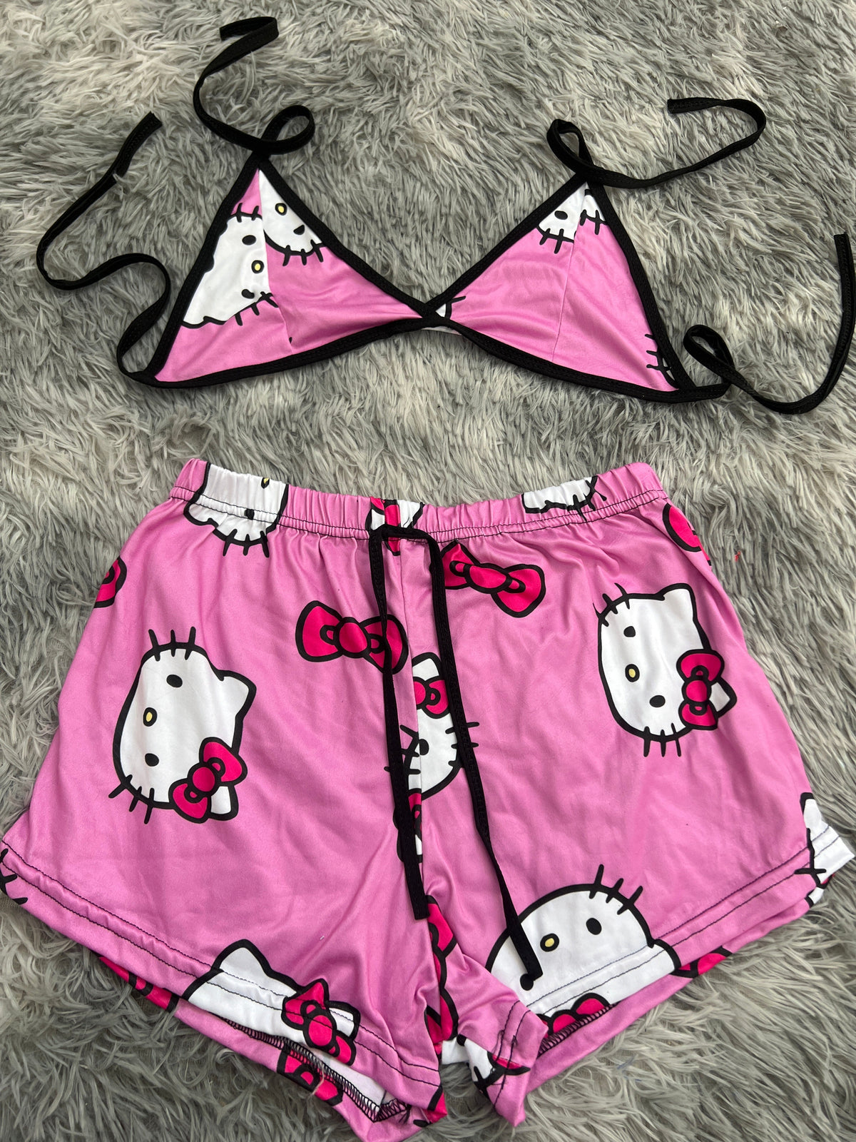 Hello Kitty Faces Background Pink Matching Top & Short