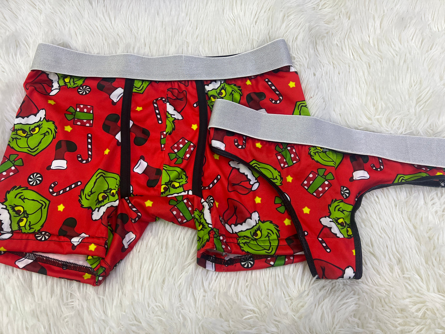 Grinch red matching couples underwear christmas