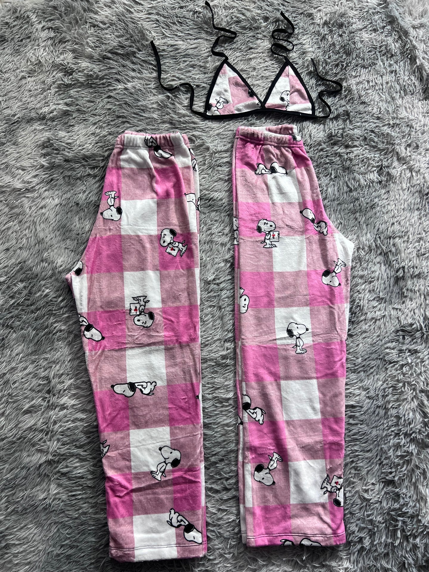 Snoopy Plaid Pink Matching Plushie PJs - Fundies