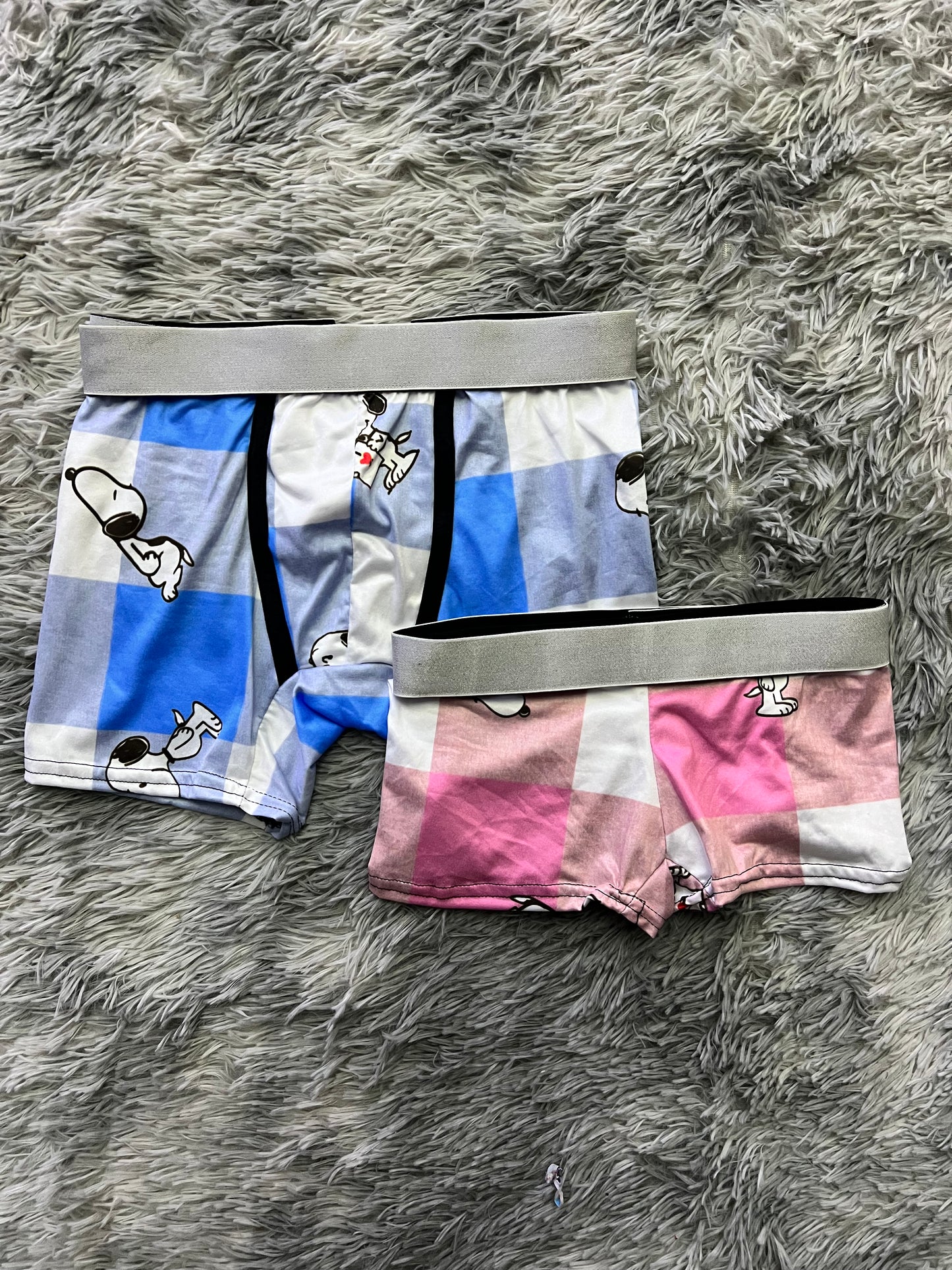 Snoopy Print Boxer Matching Set White For Couples ๐