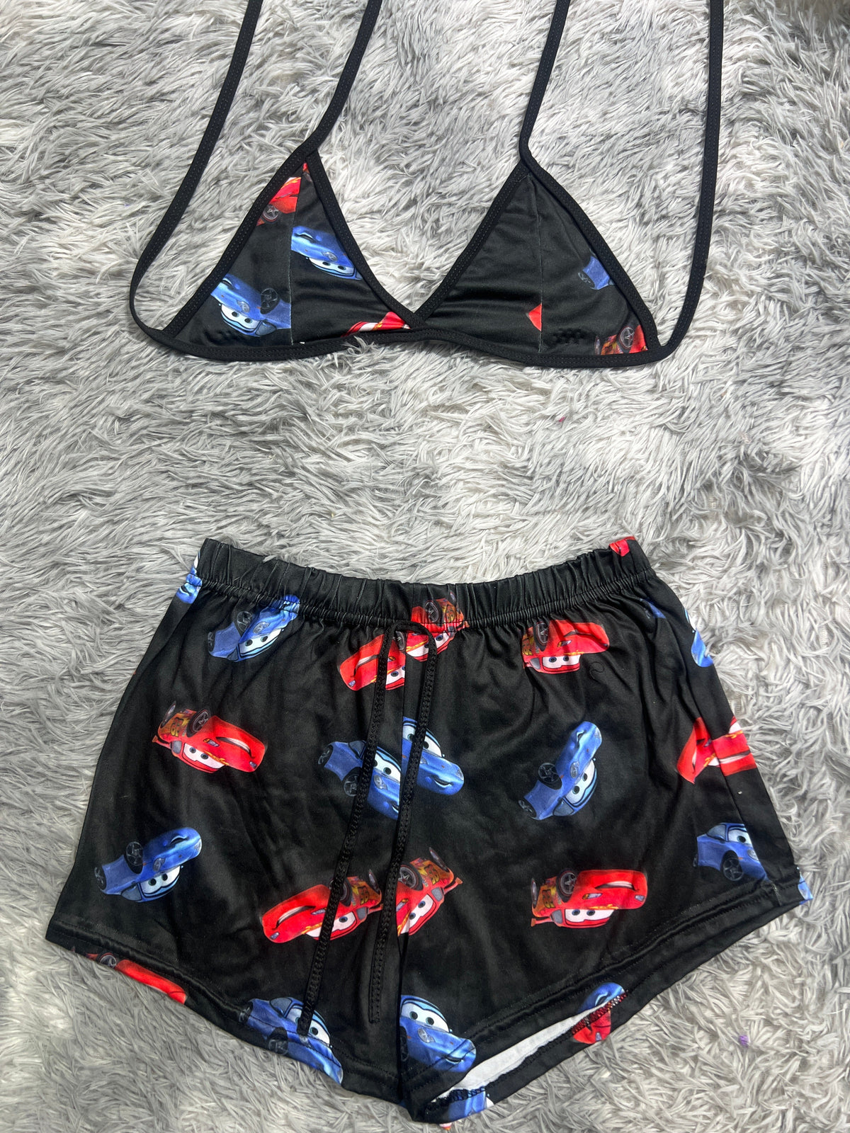 Cars Black Background Top And Short PJs
