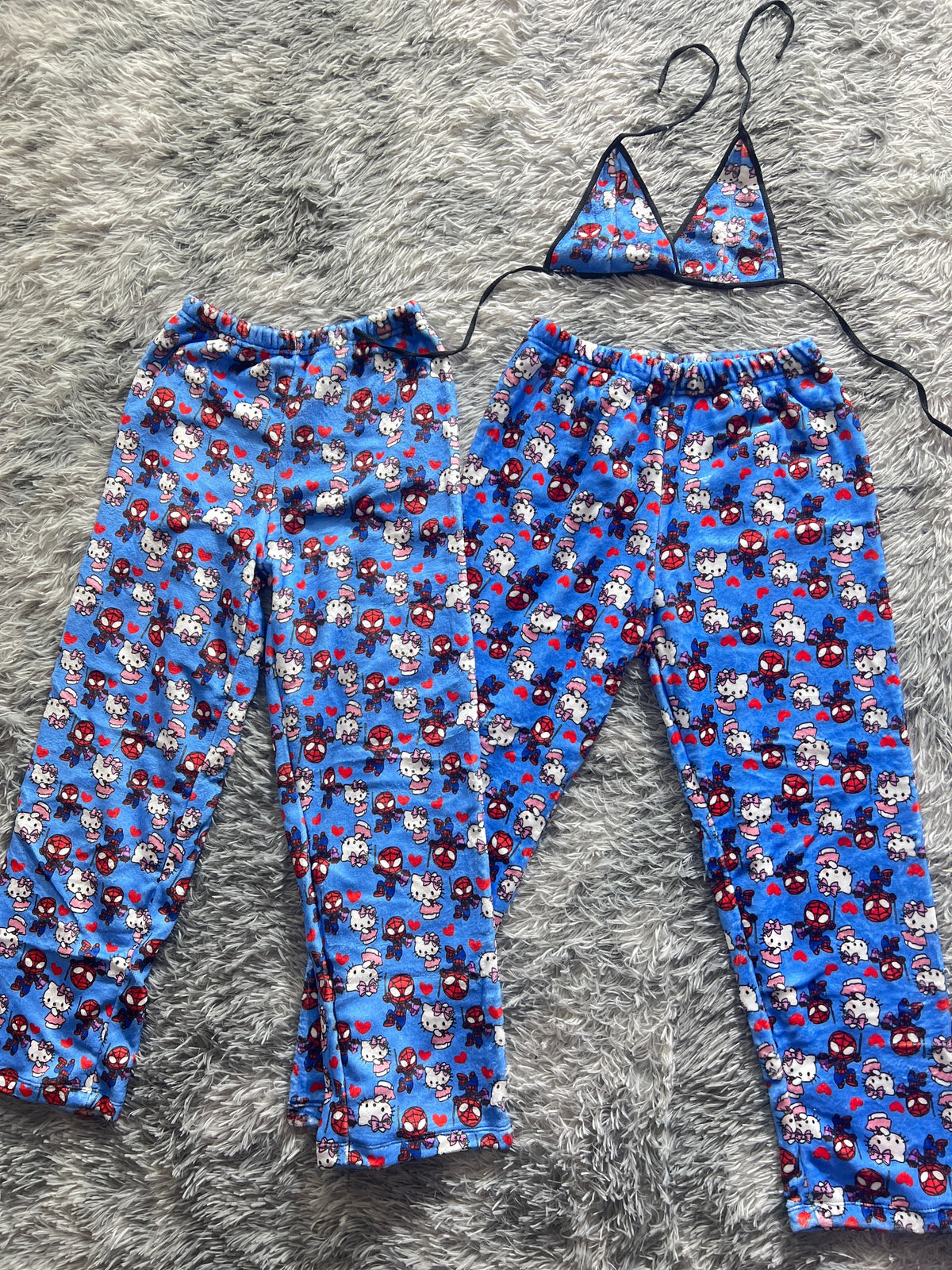 SpiderKitty Blue Matching Plushie PJs