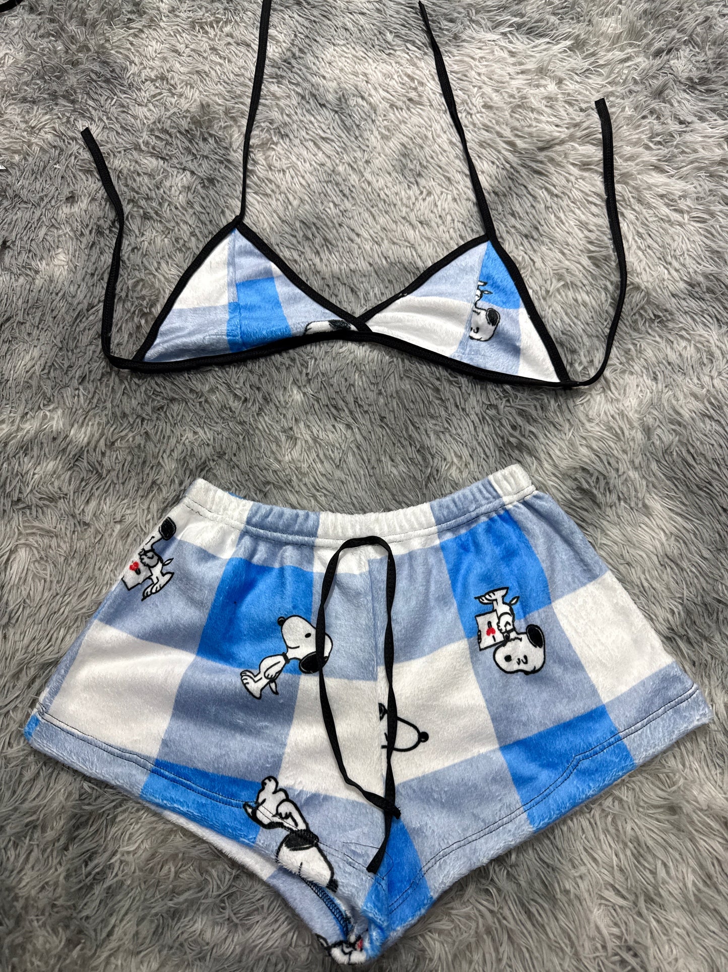 Snoopy Plaid Blue Matching Top & Short - Fundies
