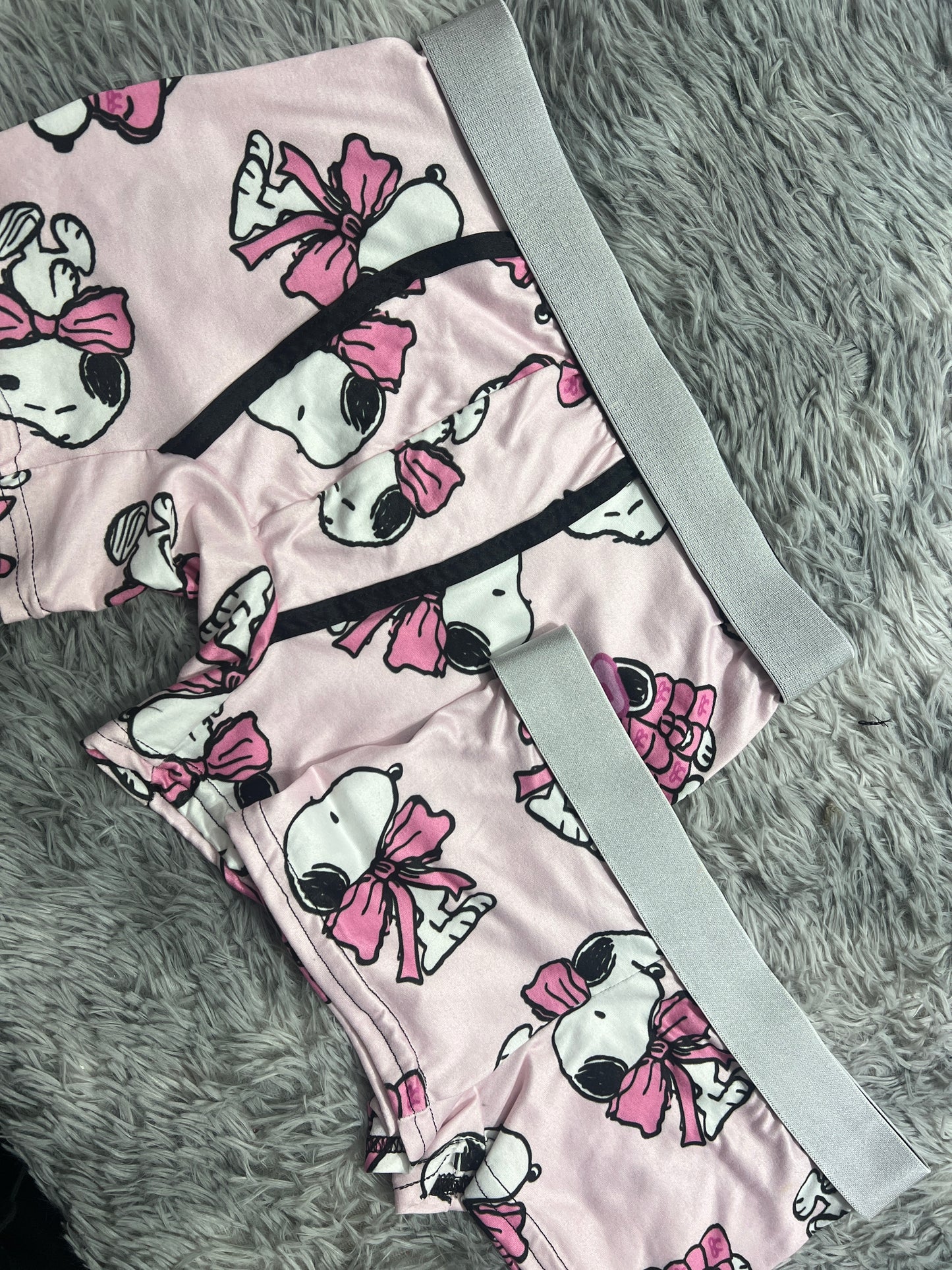 Snoopy pink Print Boxer Matching Set