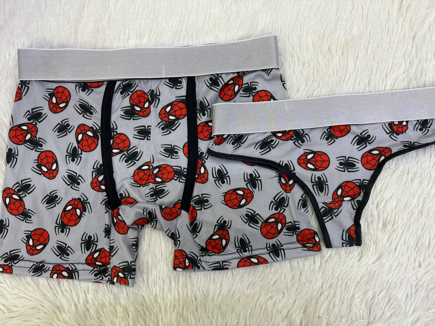 Spiderman gray background couples matching underwear