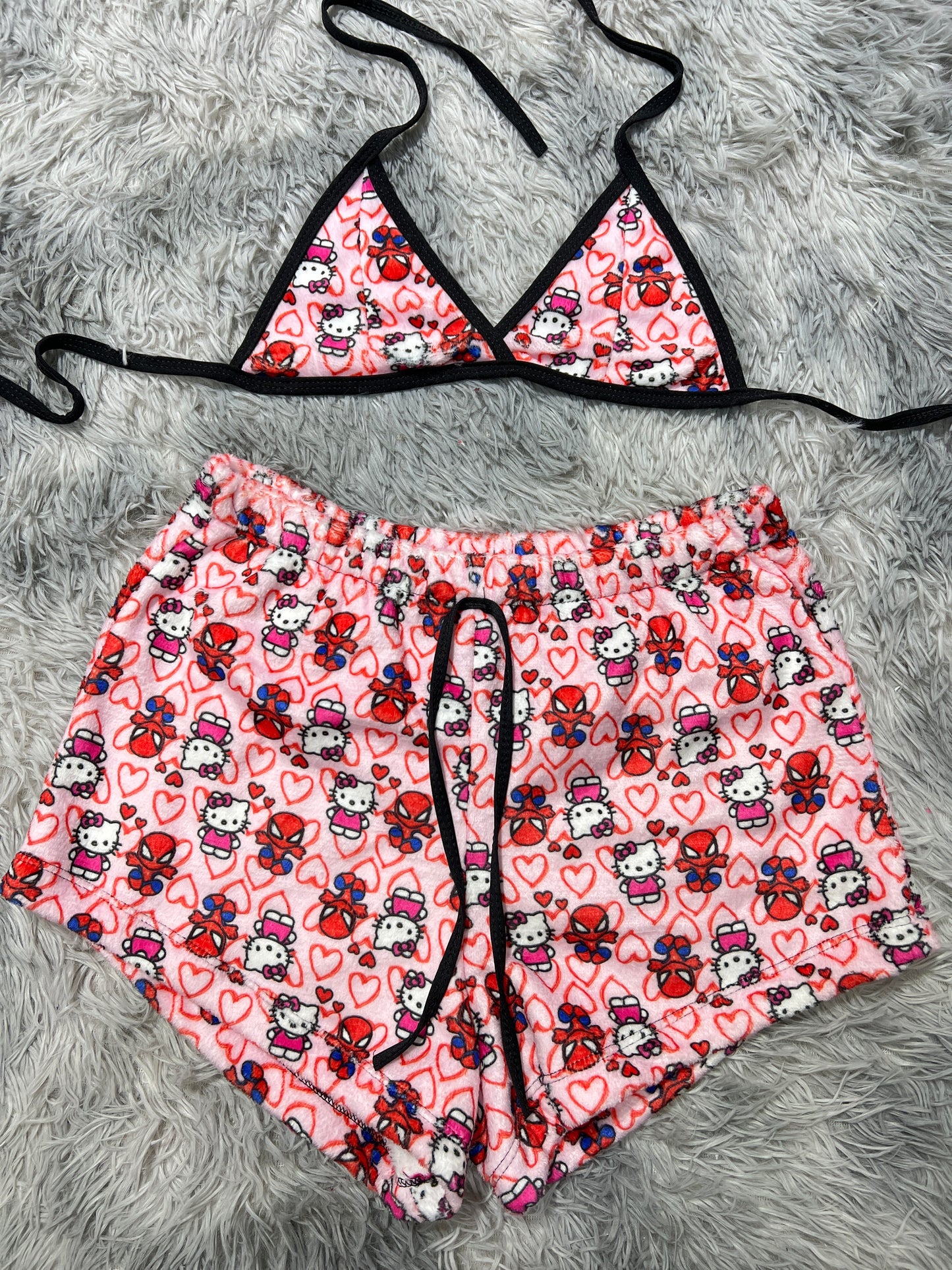 Shorts Pajama Set spiderkitty pink