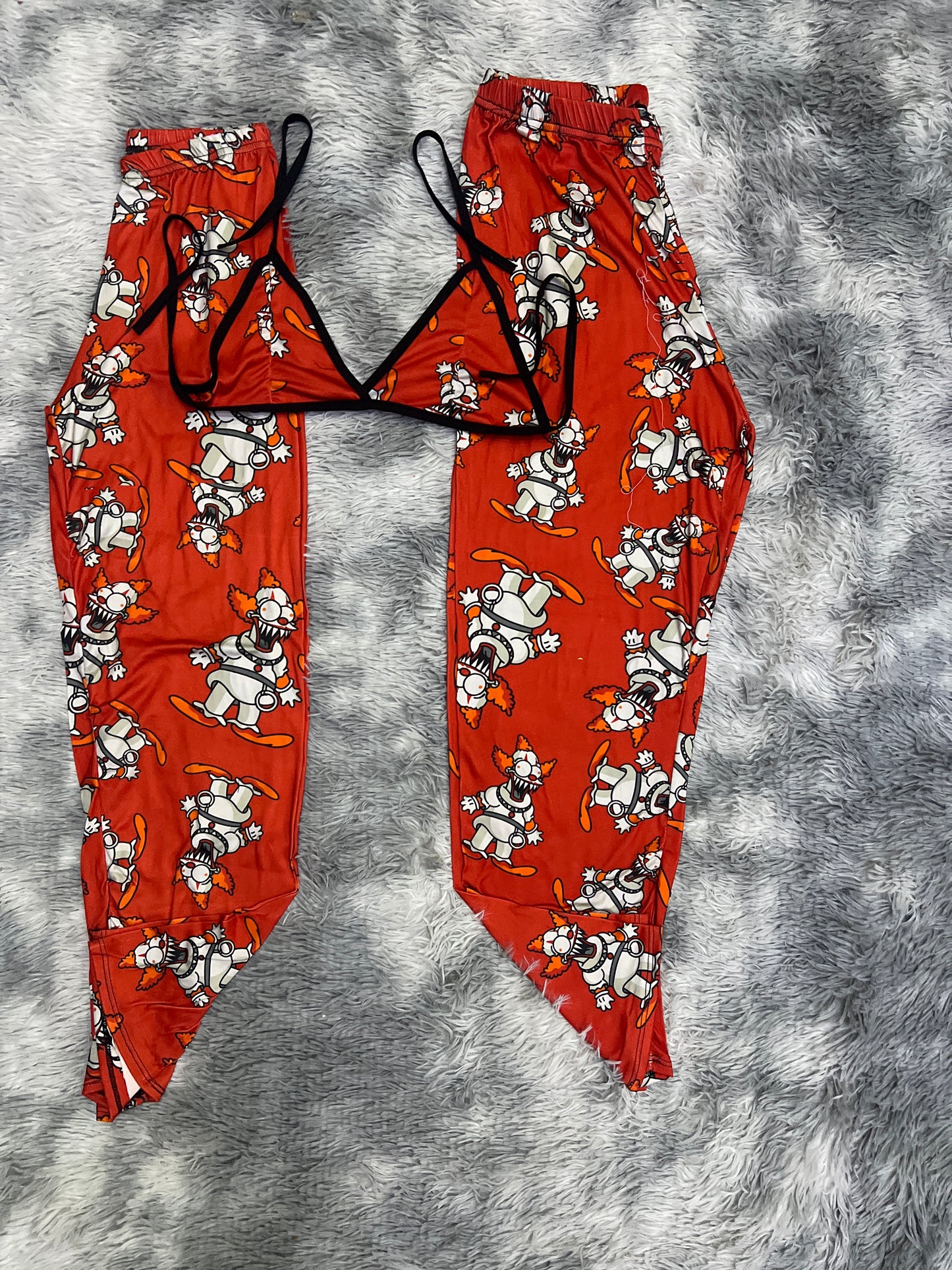 Clown Homer red background Halloween Halloween Plush pajama duo