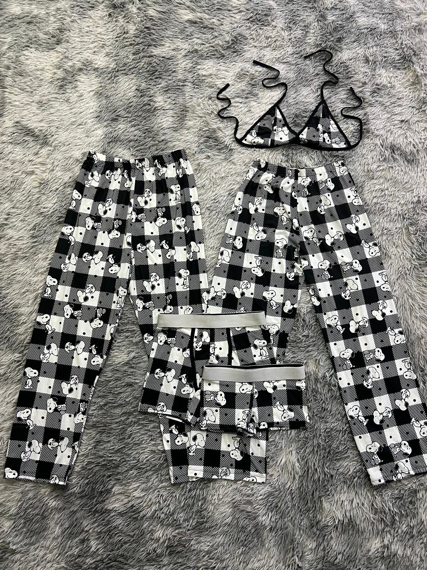 Snoopy plaid 5 pcs pajama duo