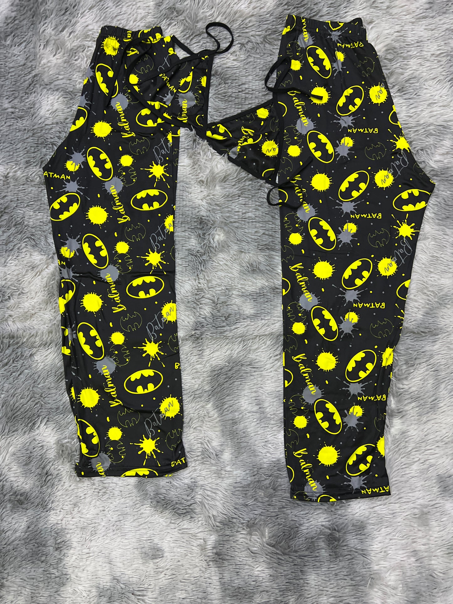 Batman with yellow and gray Plush pajama duo