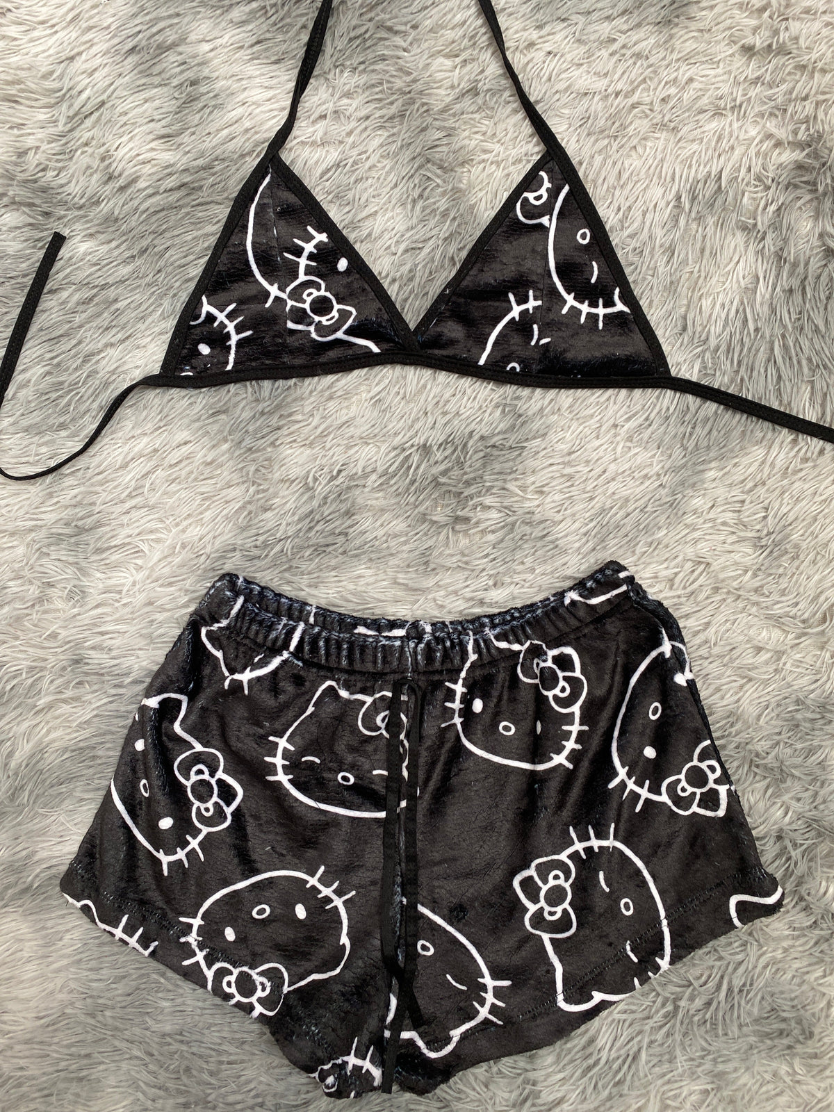 Kitty Outline White Matching Top & Short