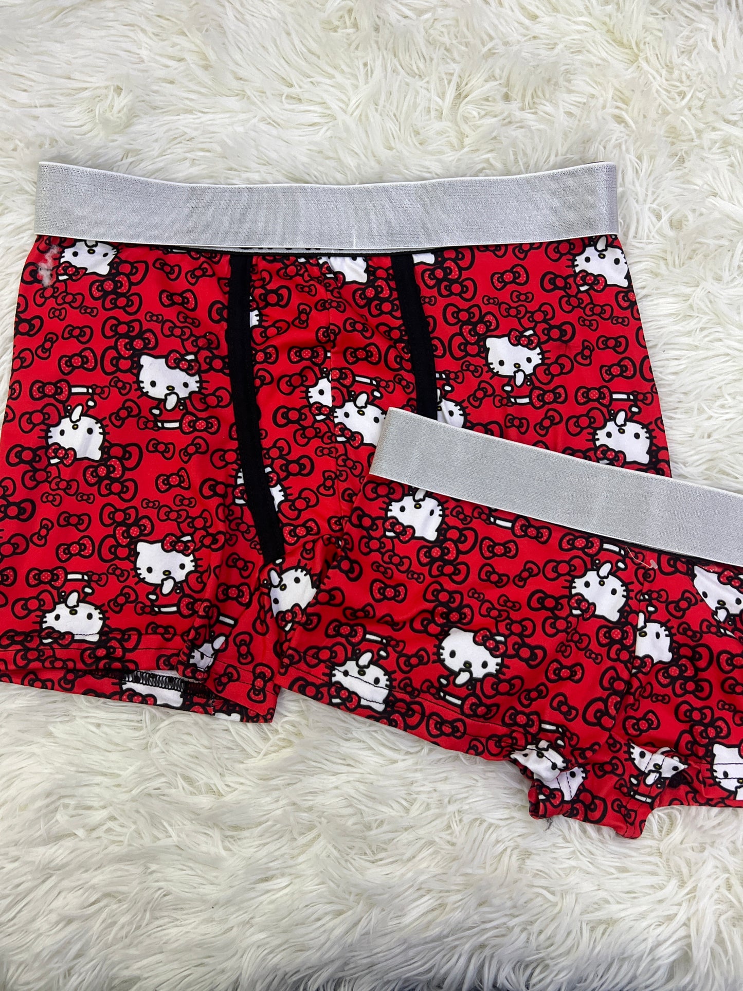 Hello kitty red buns matching couples boxer underwear