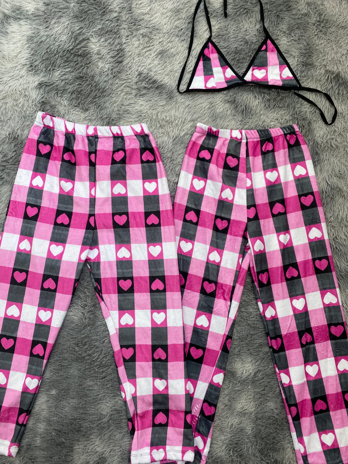 Plaid With Hearts Matching Plushie PJs