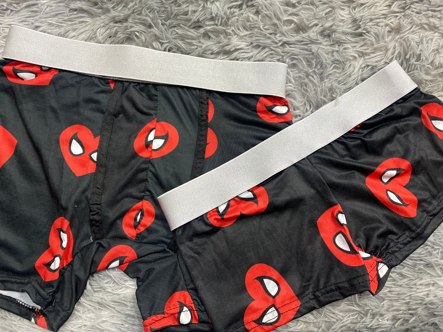 Spider-Man Heart Background Black Matching Boxers - Fundies