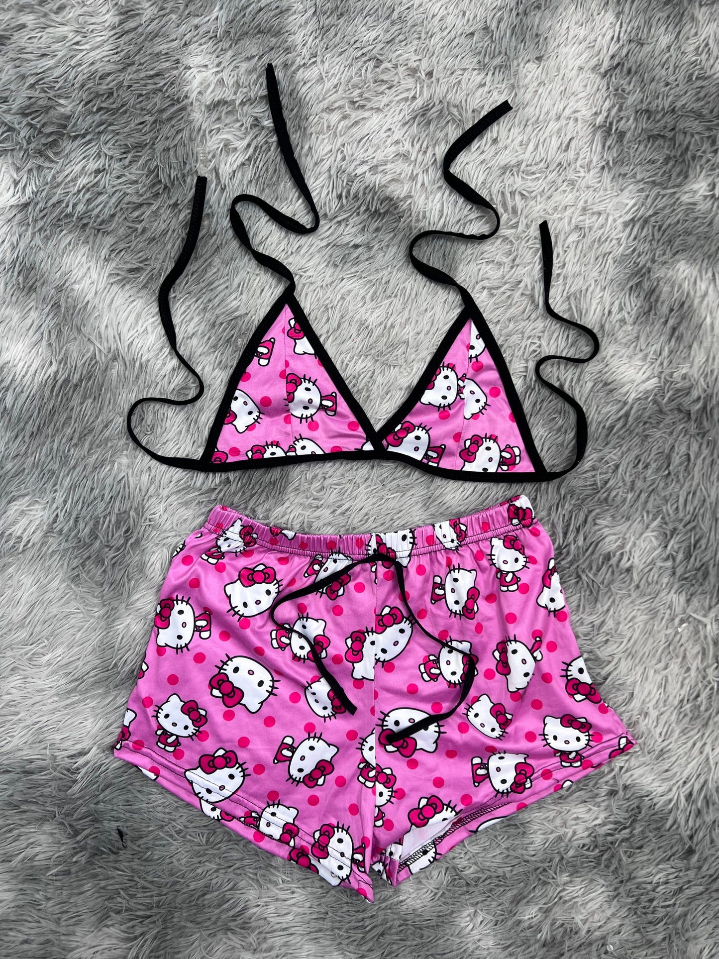 Hello Kitty Dots Pink Brush Matching Top & Short - Fundies