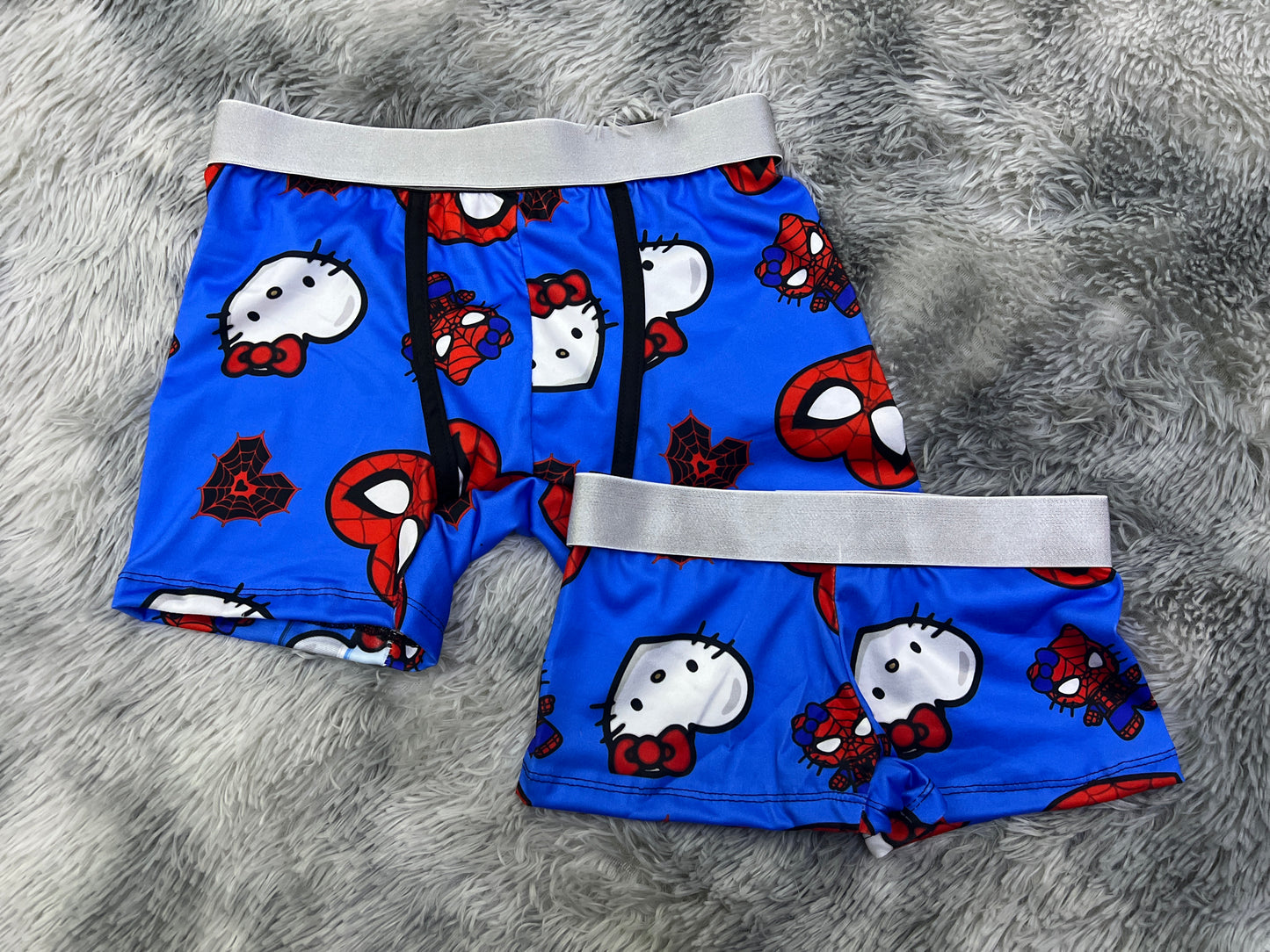 Blue spiderkitty couples matching underwear boxer and boxer MIXED SIZES