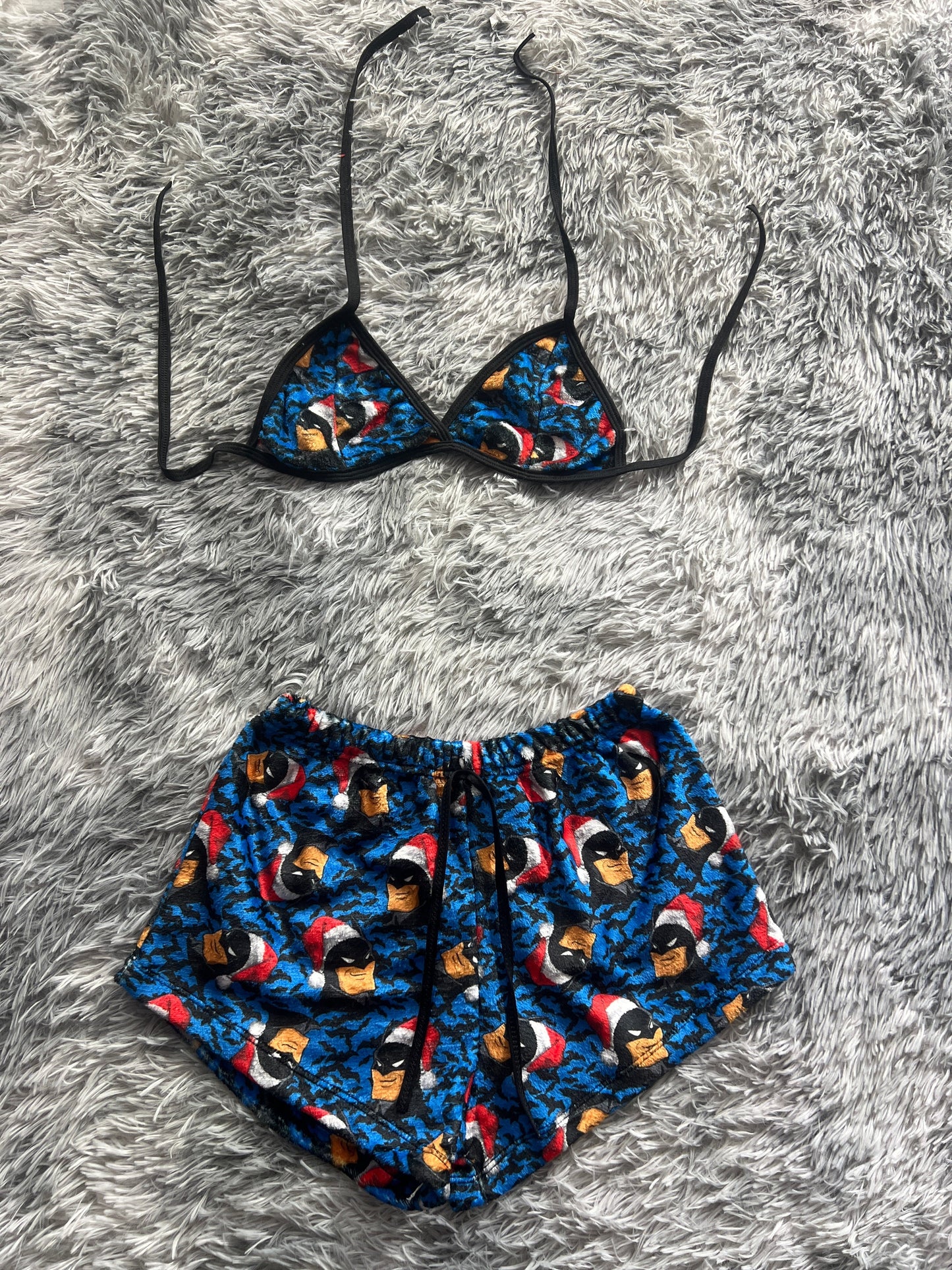 Batman Christmas Background Blue Matching Top & Short - Fundies