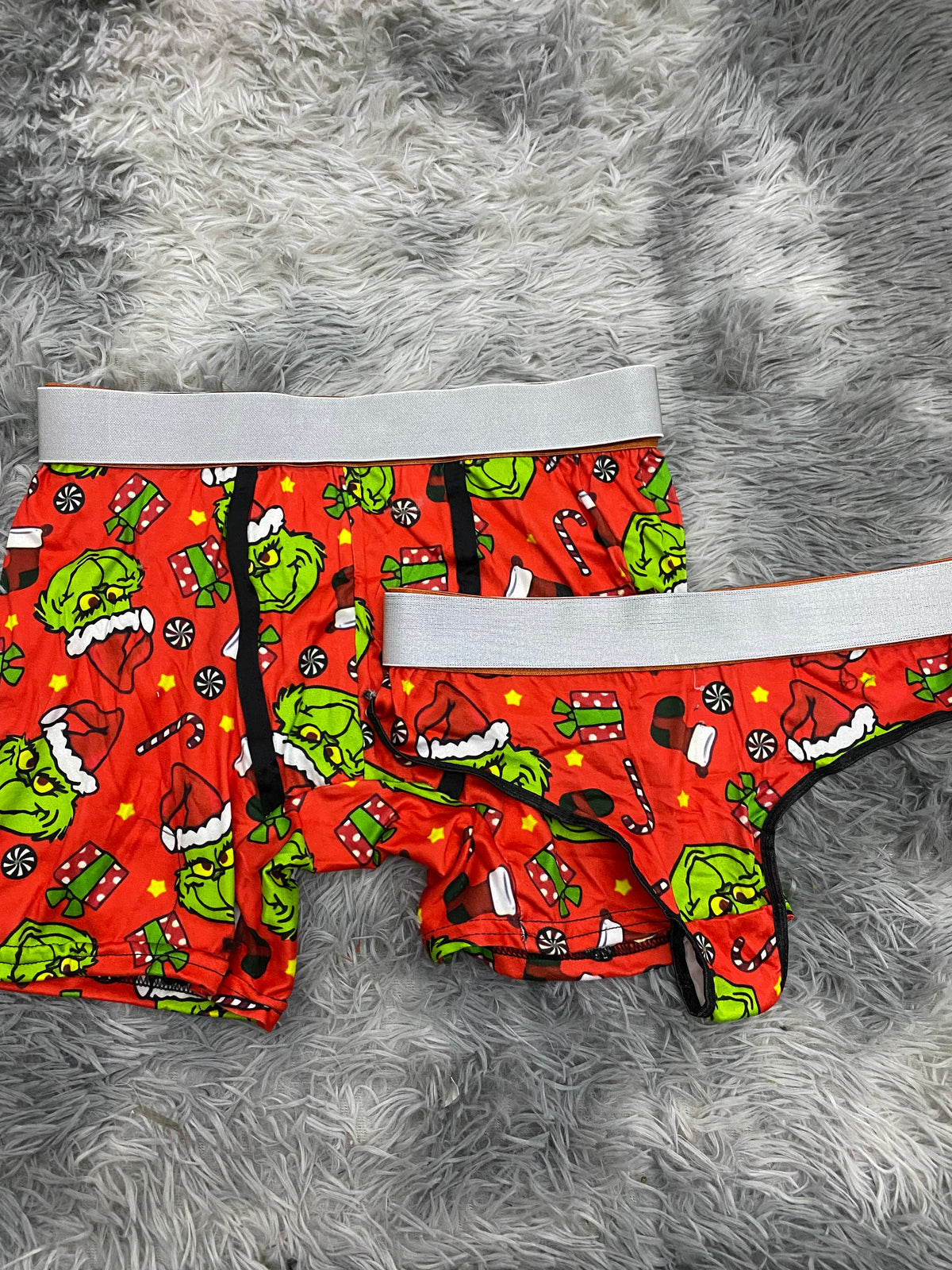 Grinch Gift Red Background Matching Boxers
